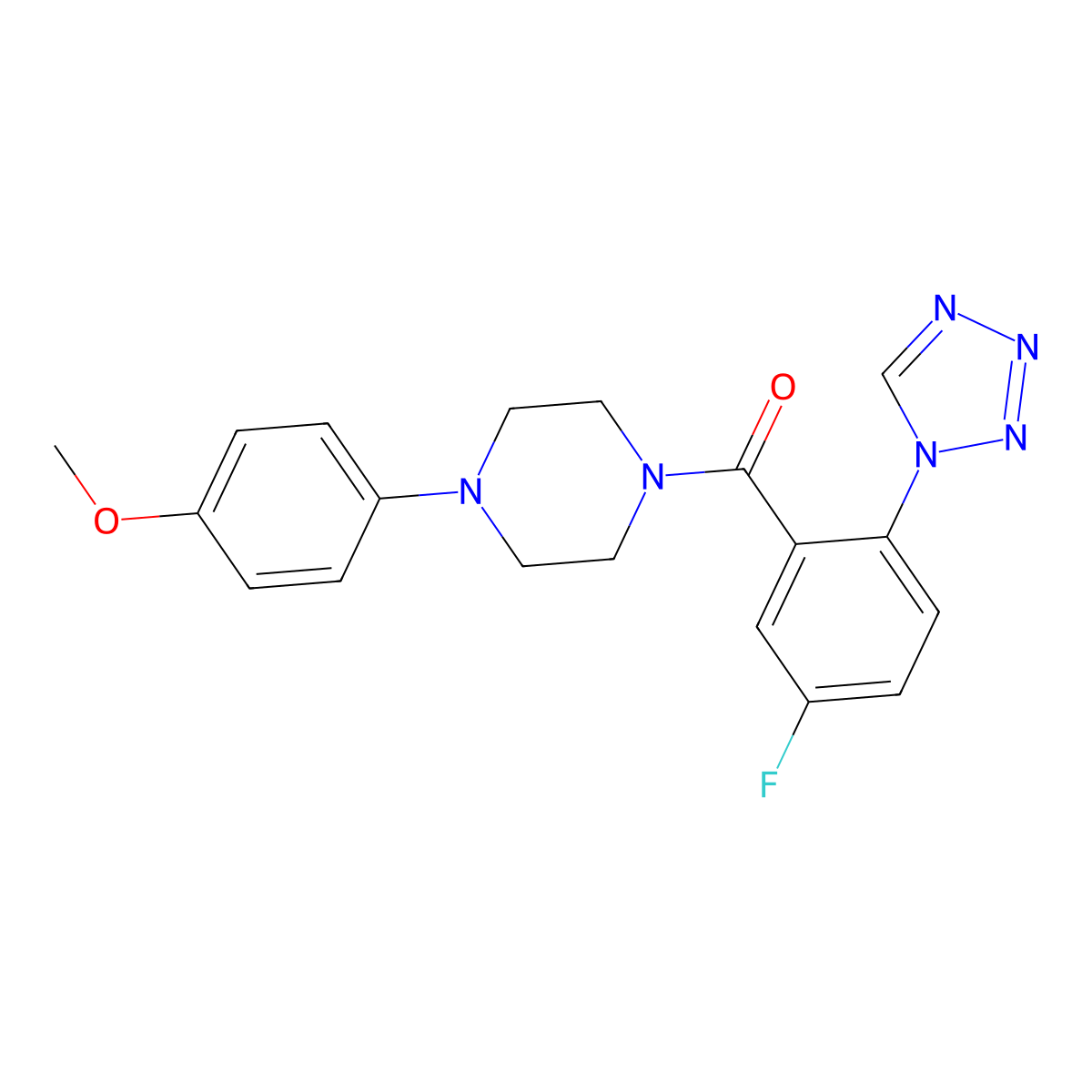 [5-fluoro-2-(1H-tetrazol-1-yl)phenyl][4-(4-methoxyphenyl)piperazin-1-yl]methanone molecular structure, CAS 1040700-32-0