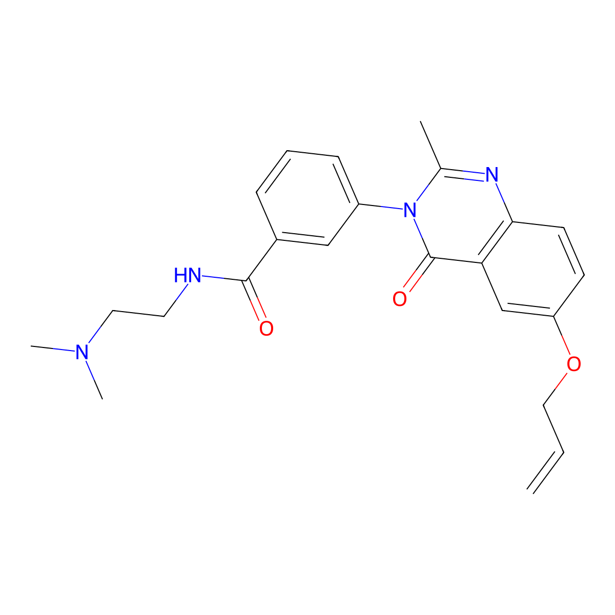 N-[2-(dimethylamino)ethyl]-3-[2-methyl-4-oxo-6-(prop-2-en-1-yloxy)quinazolin-3(4H)-yl]benzamide molecular structure, CAS 1040700-44-4