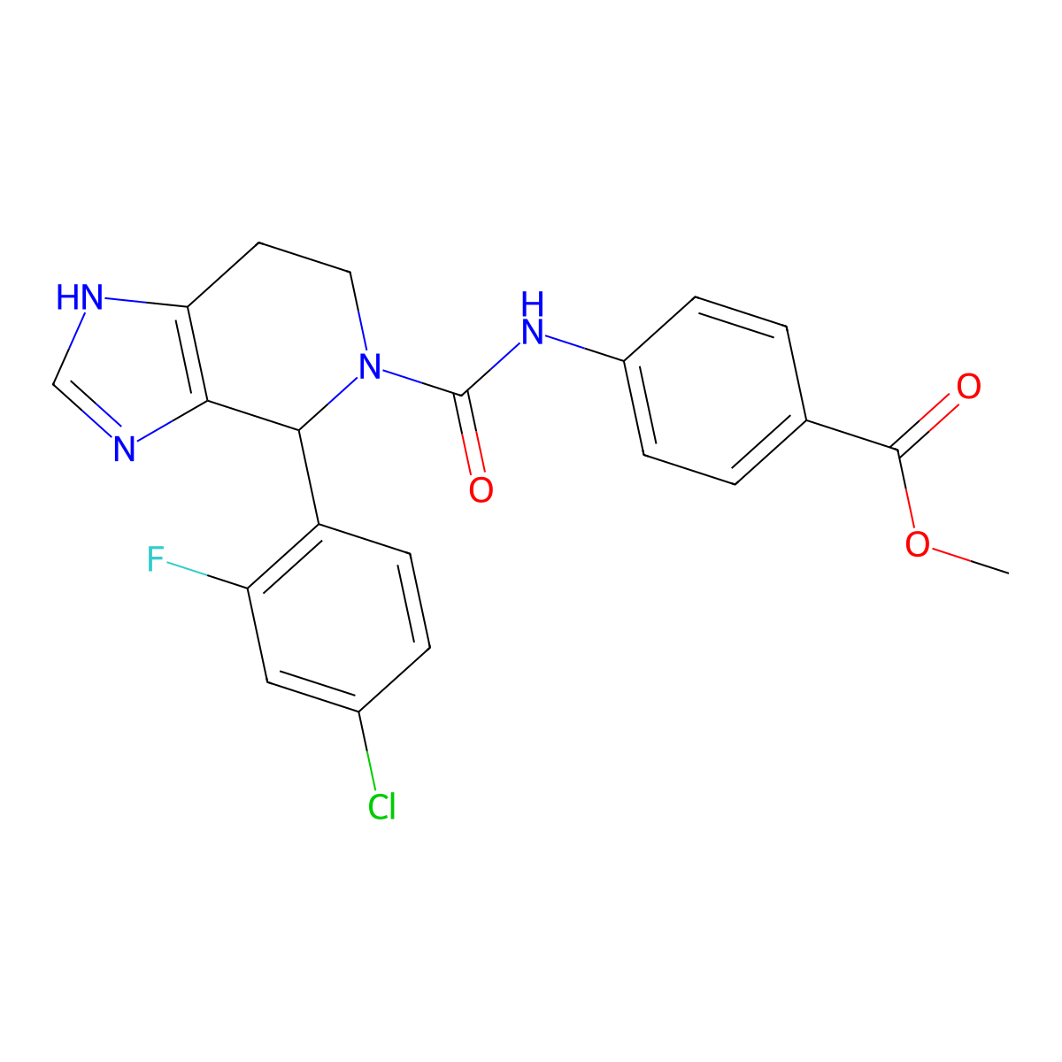 methyl 4-({[4-(4-chloro-2-fluorophenyl)-3,4,6,7-tetrahydro-5H-imidazo[4,5-c]pyridin-5-yl]carbonyl}amino)benzoate molecular structure, CAS 1040700-55-7