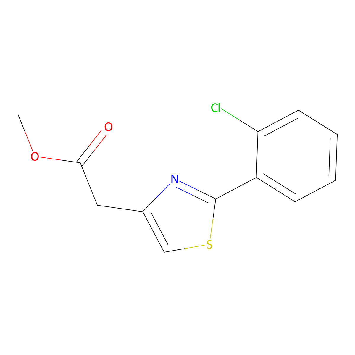 Methyl 2-(2-(2-chlorophenyl)thiazol-4-yl)acetate molecular structure, CAS 1040700-56-8