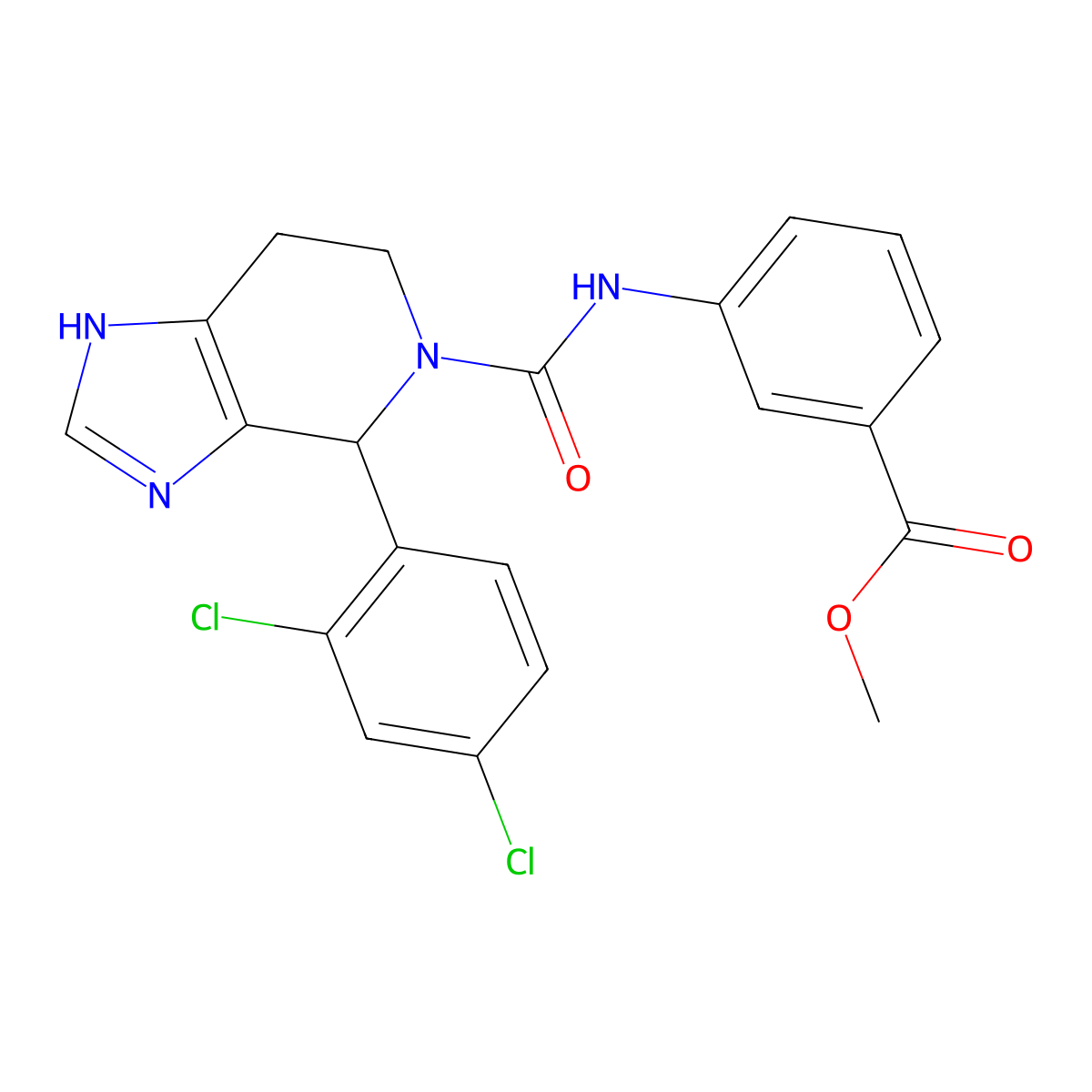 methyl 3-({[4-(2,4-dichlorophenyl)-3,4,6,7-tetrahydro-5H-imidazo[4,5-c]pyridin-5-yl]carbonyl}amino)benzoate molecular structure, CAS 1040700-63-7
