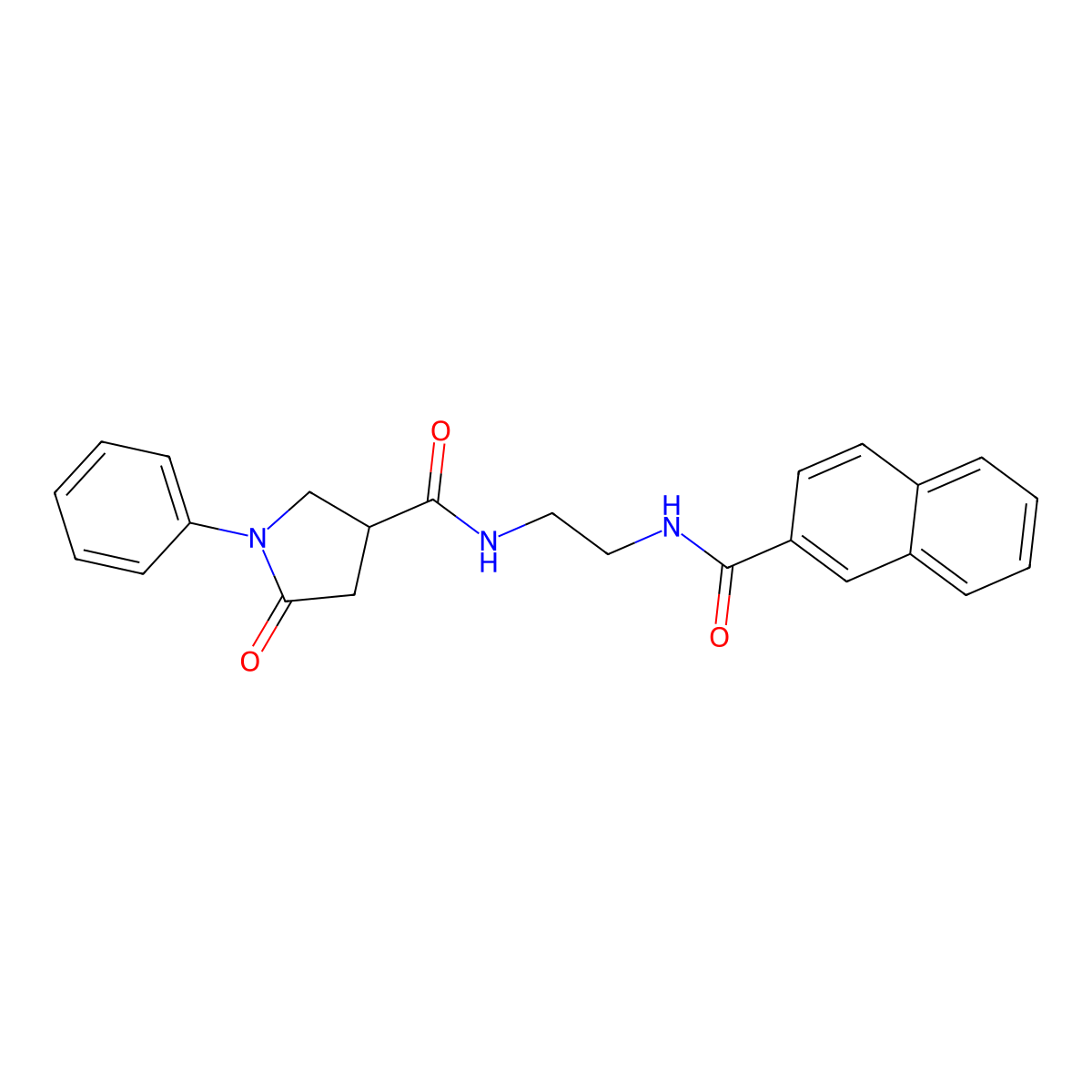 N-{2-[(naphthalen-2-ylcarbonyl)amino]ethyl}-5-oxo-1-phenylpyrrolidine-3-carboxamide molecular structure, CAS 1040700-83-1