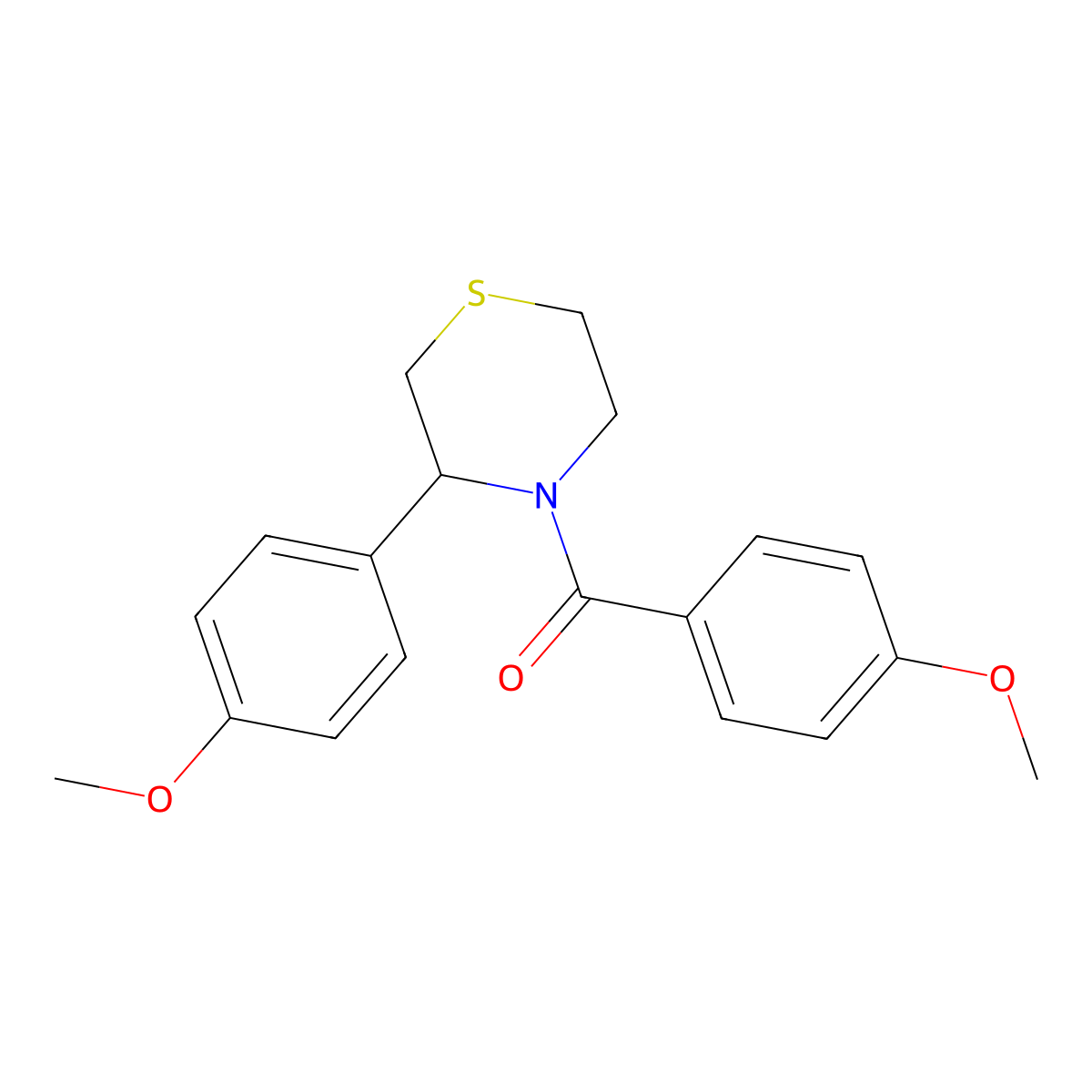 (4-Methoxyphenyl)[3-(4-methoxyphenyl)thiomorpholin-4-yl]methanone molecular structure, CAS 1040700-84-2