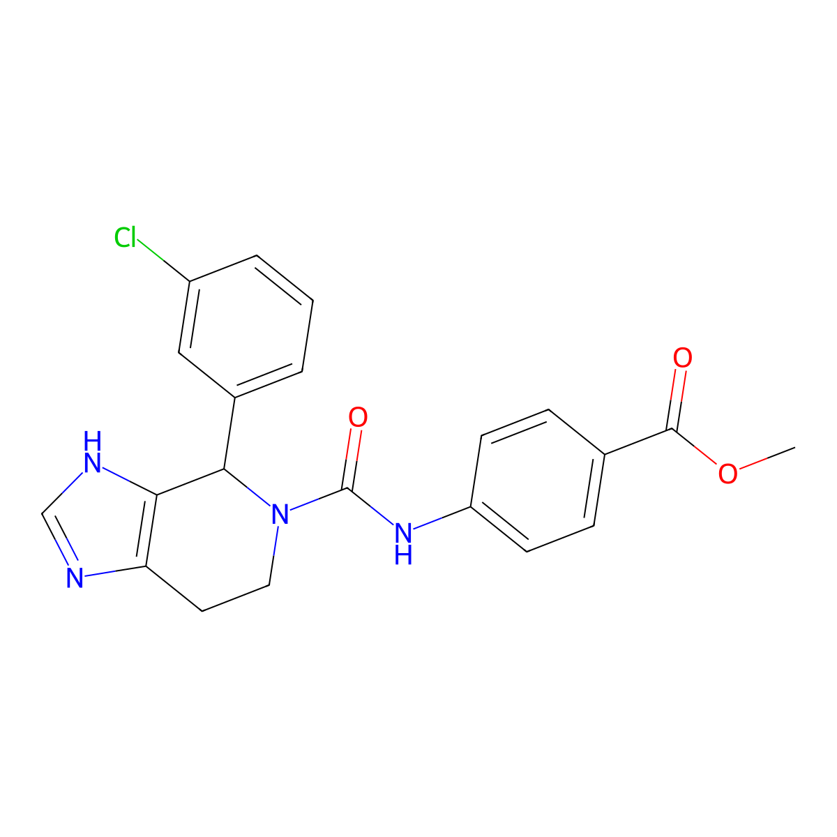 methyl 4-({[4-(3-chlorophenyl)-3,4,6,7-tetrahydro-5H-imidazo[4,5-c]pyridin-5-yl]carbonyl}amino)benzoate molecular structure, CAS 1040700-85-3