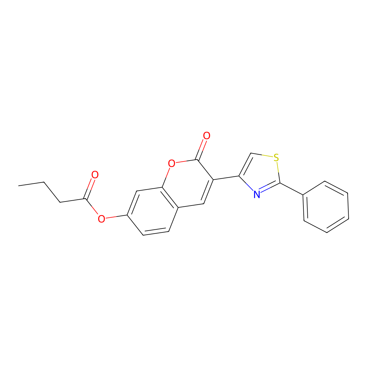 2-oxo-3-(2-phenyl-1,3-thiazol-4-yl)-2H-chromen-7-yl butanoate molecular structure, CAS 1040701-01-6