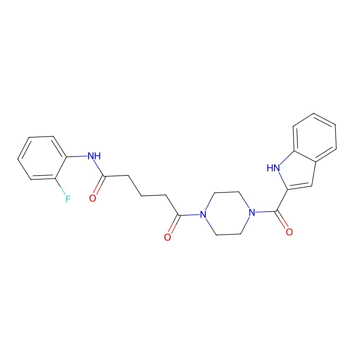 N-(2-fluorophenyl)-5-[4-(1H-indol-2-ylcarbonyl)piperazin-1-yl]-5-oxopentanamide molecular structure, CAS 1040701-07-2