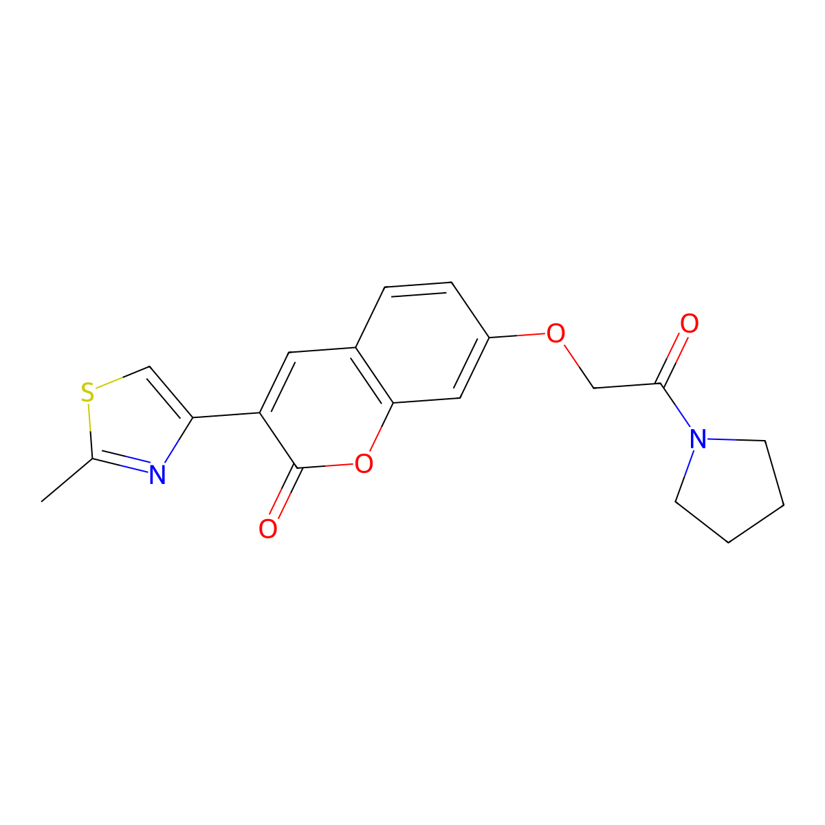 3-(2-methyl-1,3-thiazol-4-yl)-7-[2-oxo-2-(pyrrolidin-1-yl)ethoxy]-2H-chromen-2-one molecular structure, CAS 1040701-24-3