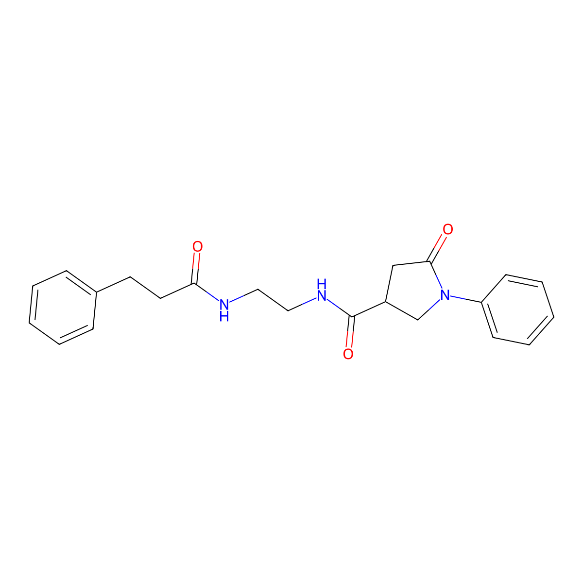 5-oxo-1-phenyl-N-{2-[(3-phenylpropanoyl)amino]ethyl}pyrrolidine-3-carboxamide molecular structure, CAS 1040701-33-4
