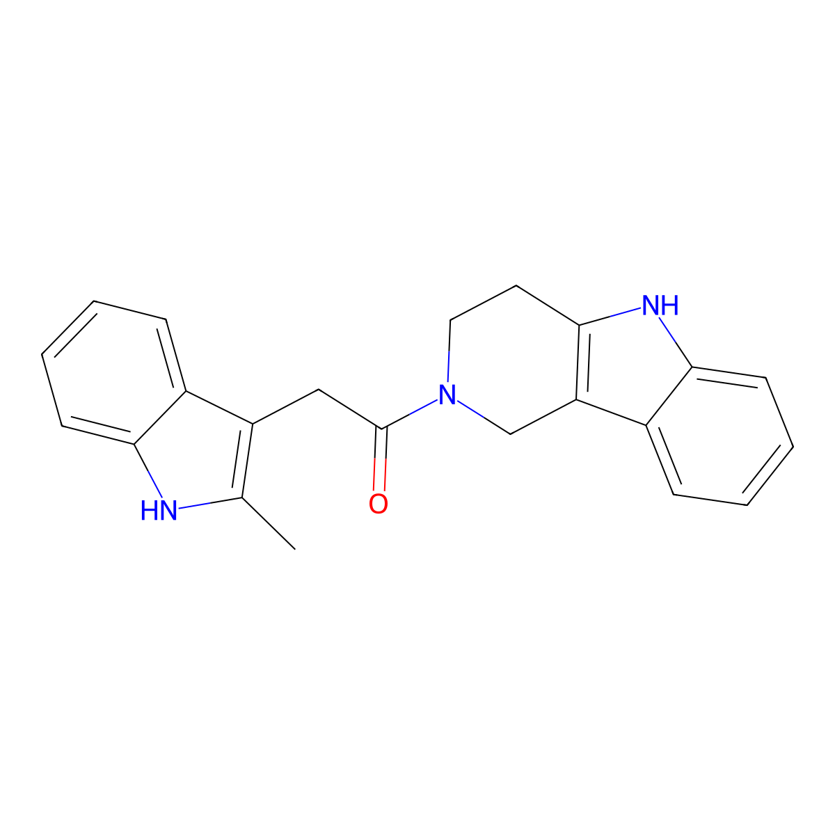2-(2-methyl-1H-indol-3-yl)-1-(1,3,4,5-tetrahydro-2H-pyrido[4,3-b]indol-2-yl)ethanone molecular structure, CAS 1040701-67-4