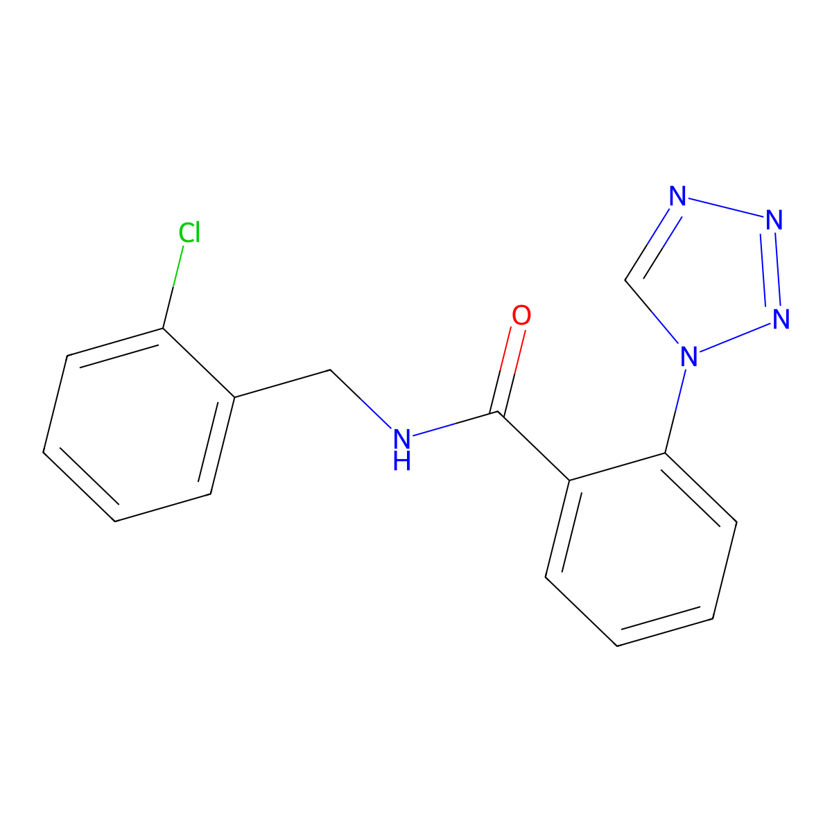 N-(2-chlorobenzyl)-2-(1H-tetrazol-1-yl)benzamide molecular structure, CAS 1040701-69-6
