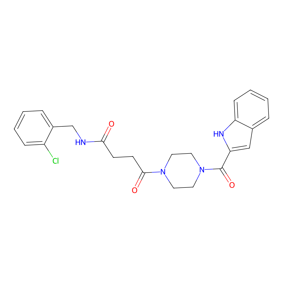 N-(2-chlorobenzyl)-4-[4-(1H-indol-2-ylcarbonyl)piperazin-1-yl]-4-oxobutanamide molecular structure, CAS 1040701-90-3