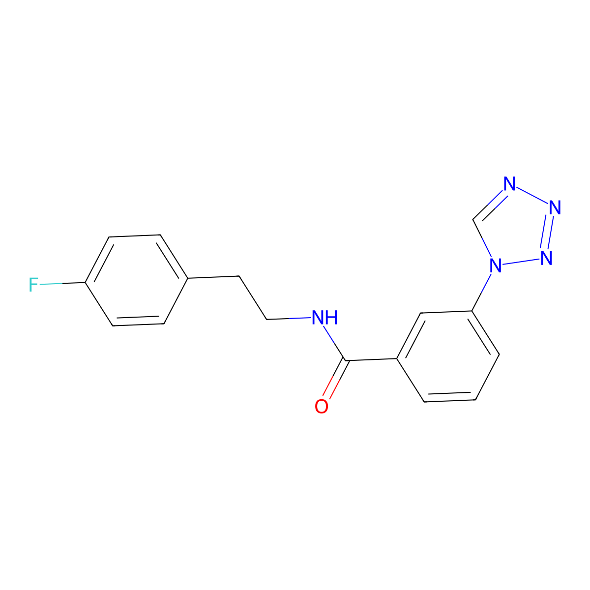 N-[2-(4-fluorophenyl)ethyl]-3-(1H-tetrazol-1-yl)benzamide molecular structure, CAS 1040702-24-6