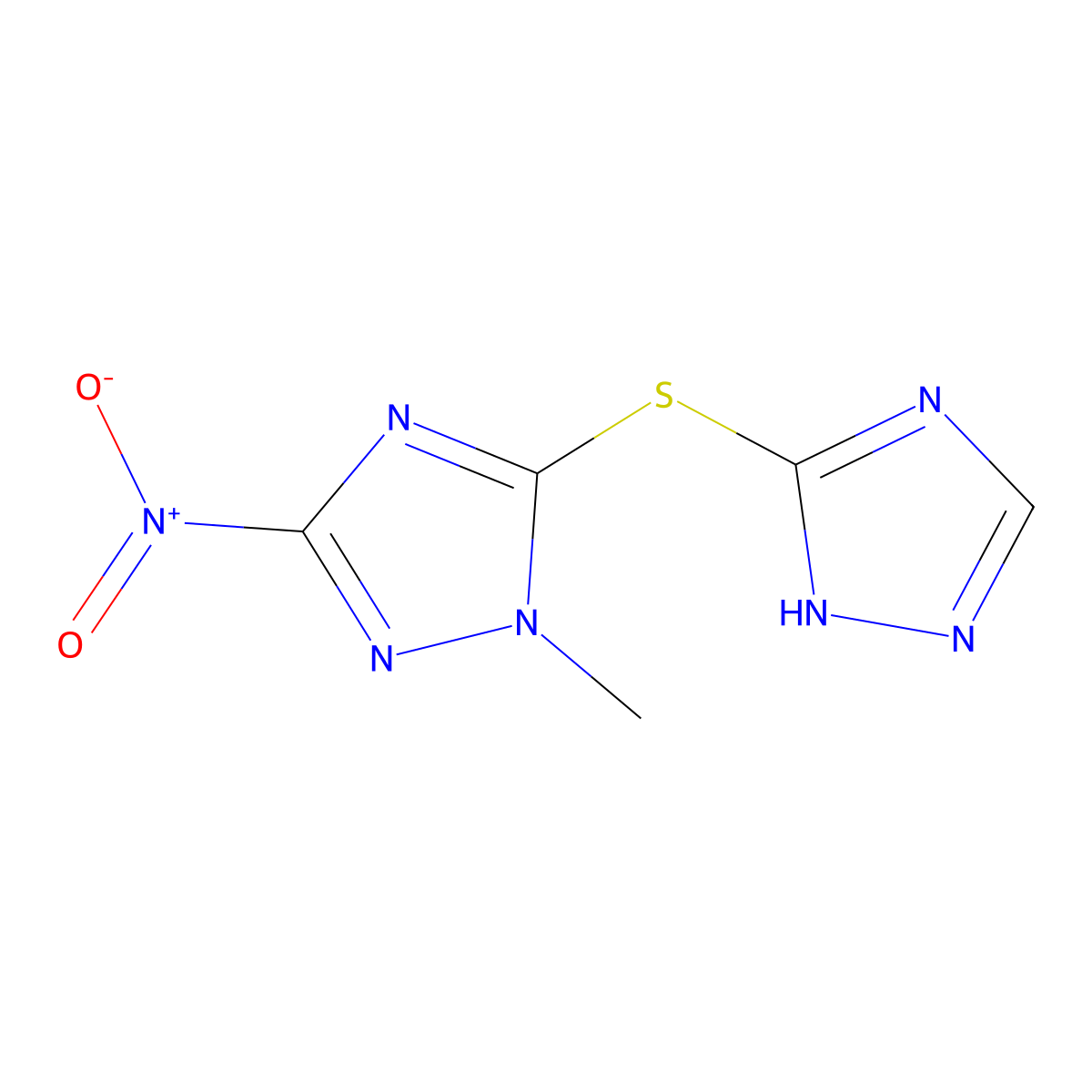 1-methyl-3-nitro-5-(4H-1,2,4-triazol-3-ylsulfanyl)-1H-1,2,4-triazole molecular structure, CAS 1040702-30-4