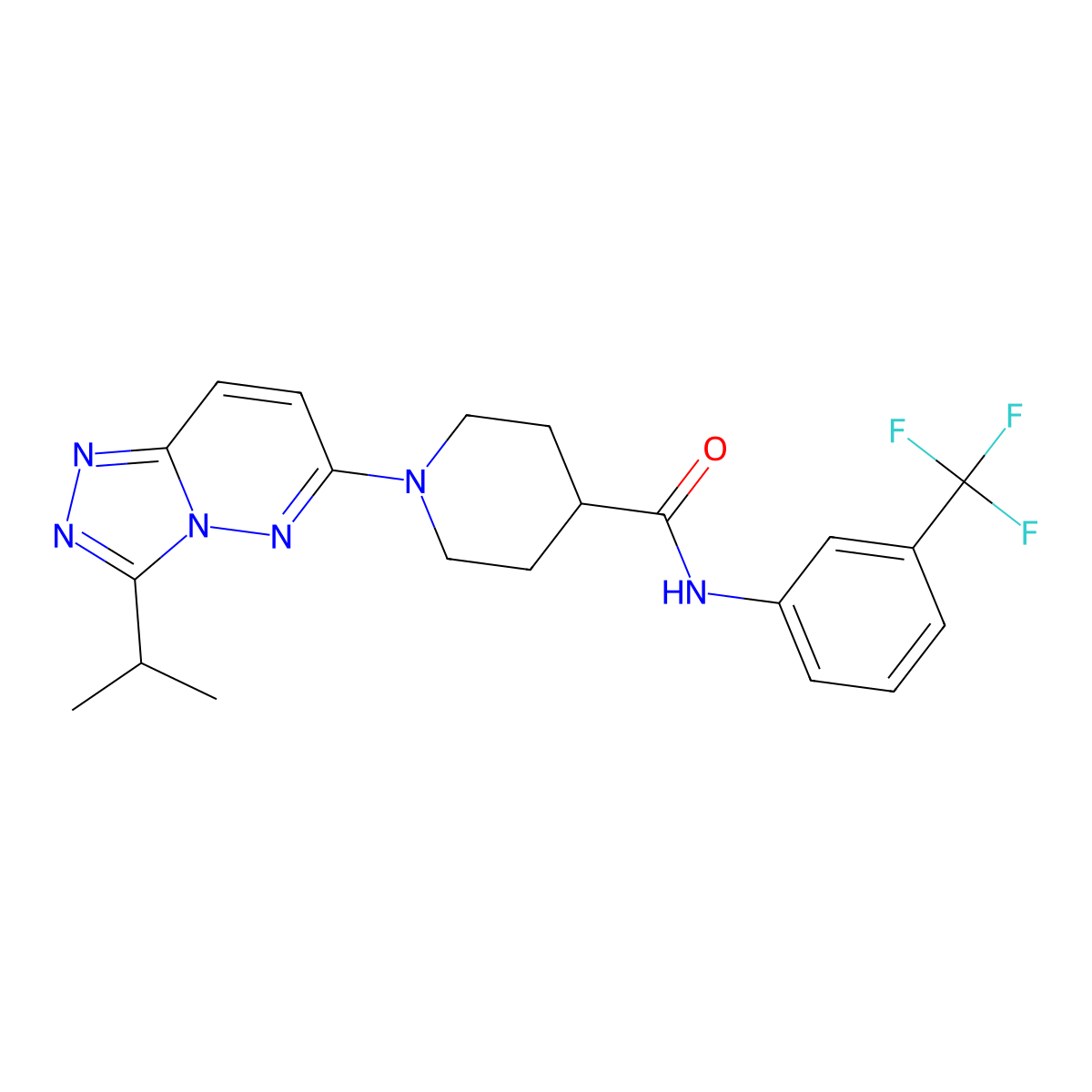 1-[3-(propan-2-yl)[1,2,4]triazolo[4,3-b]pyridazin-6-yl]-N-[3-(trifluoromethyl)phenyl]piperidine-4-carboxamide molecular structure, CAS 1040702-58-6