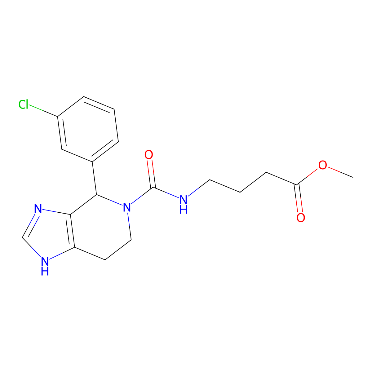 methyl 4-({[4-(3-chlorophenyl)-1,4,6,7-tetrahydro-5H-imidazo[4,5-c]pyridin-5-yl]carbonyl}amino)butanoate molecular structure, CAS 1040702-64-4