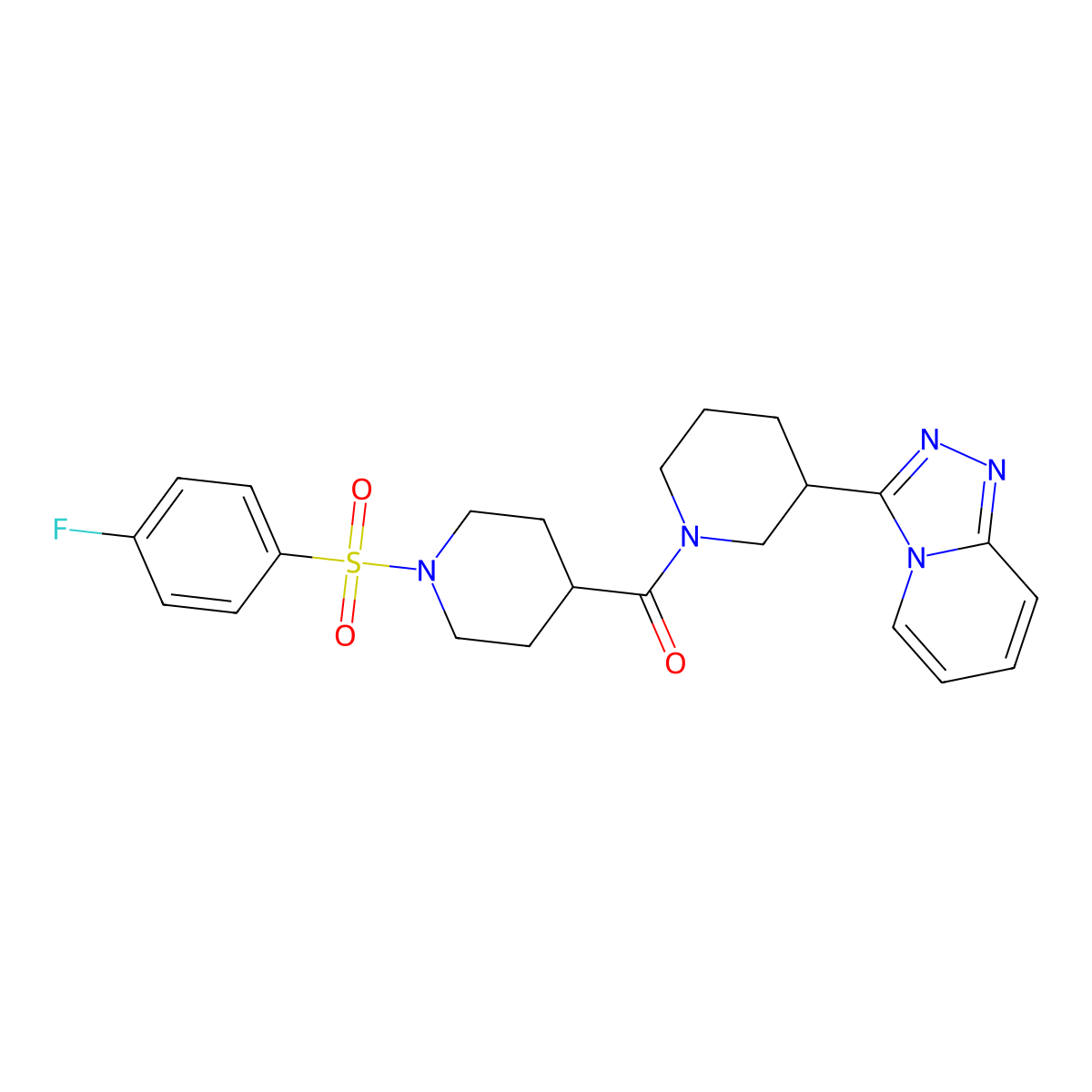 {1-[(4-Fluorophenyl)sulfonyl]piperidin-4-yl}[3-([1,2,4]triazolo[4,3-a]pyridin-3-yl)piperidin-1-yl]methanone molecular structure, CAS 1040702-74-6
