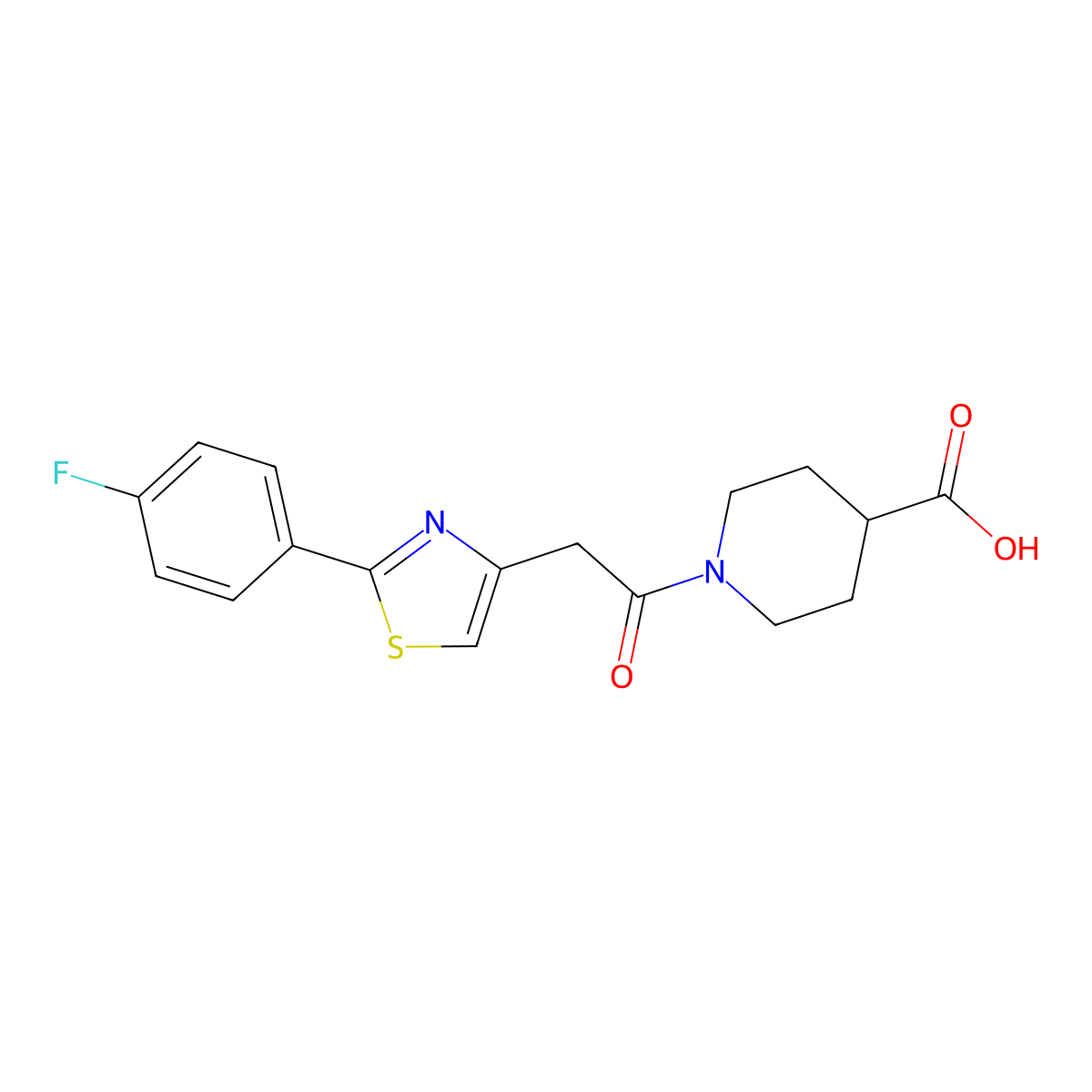 1-{[2-(4-Fluorophenyl)-1,3-thiazol-4-yl]acetyl}piperidine-4-carboxylic acid molecular structure, CAS 1040702-93-9