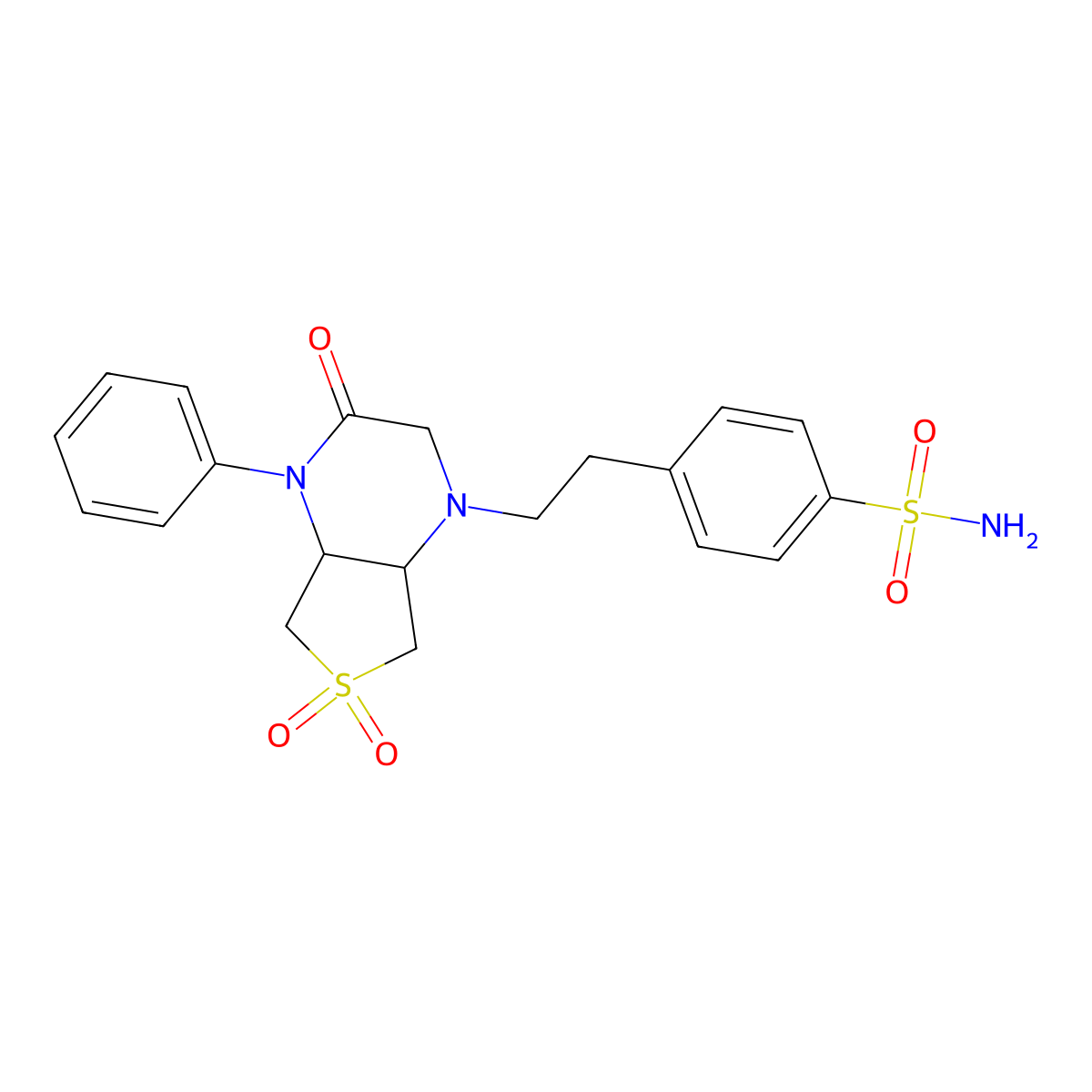 4-(2-(6,6-dioxido-3-oxo-4-phenylhexahydrothieno[3,4-b]pyrazin-1(2H)-yl)ethyl)benzenesulfonamide molecular structure, CAS 1040703-12-5