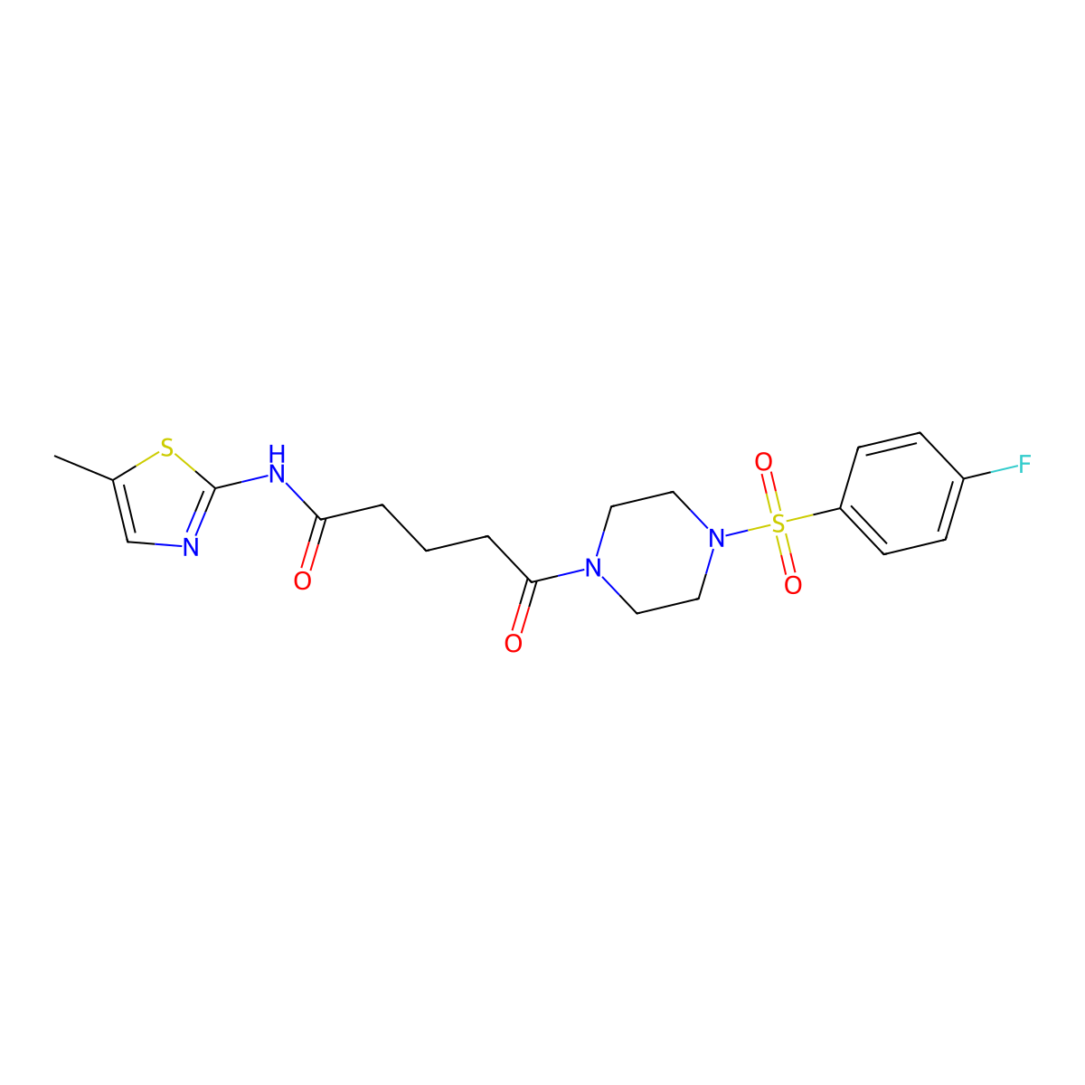 5-{4-[(4-fluorophenyl)sulfonyl]piperazin-1-yl}-N-(5-methyl-1,3-thiazol-2-yl)-5-oxopentanamide molecular structure, CAS 1040703-53-4