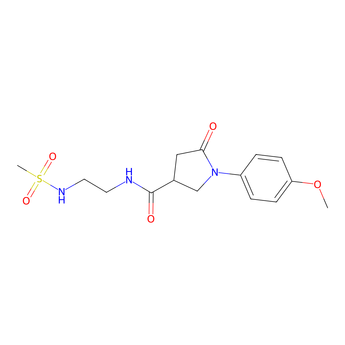 1-(4-methoxyphenyl)-N-{2-[(methylsulfonyl)amino]ethyl}-5-oxopyrrolidine-3-carboxamide molecular structure, CAS 1040703-57-8
