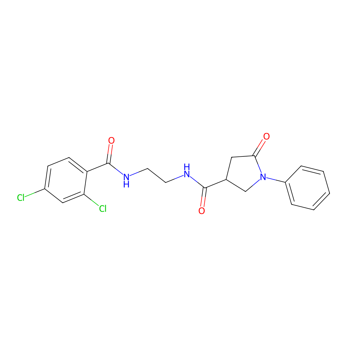 N-(2-{[(2,4-dichlorophenyl)carbonyl]amino}ethyl)-5-oxo-1-phenylpyrrolidine-3-carboxamide molecular structure, CAS 1040703-62-5
