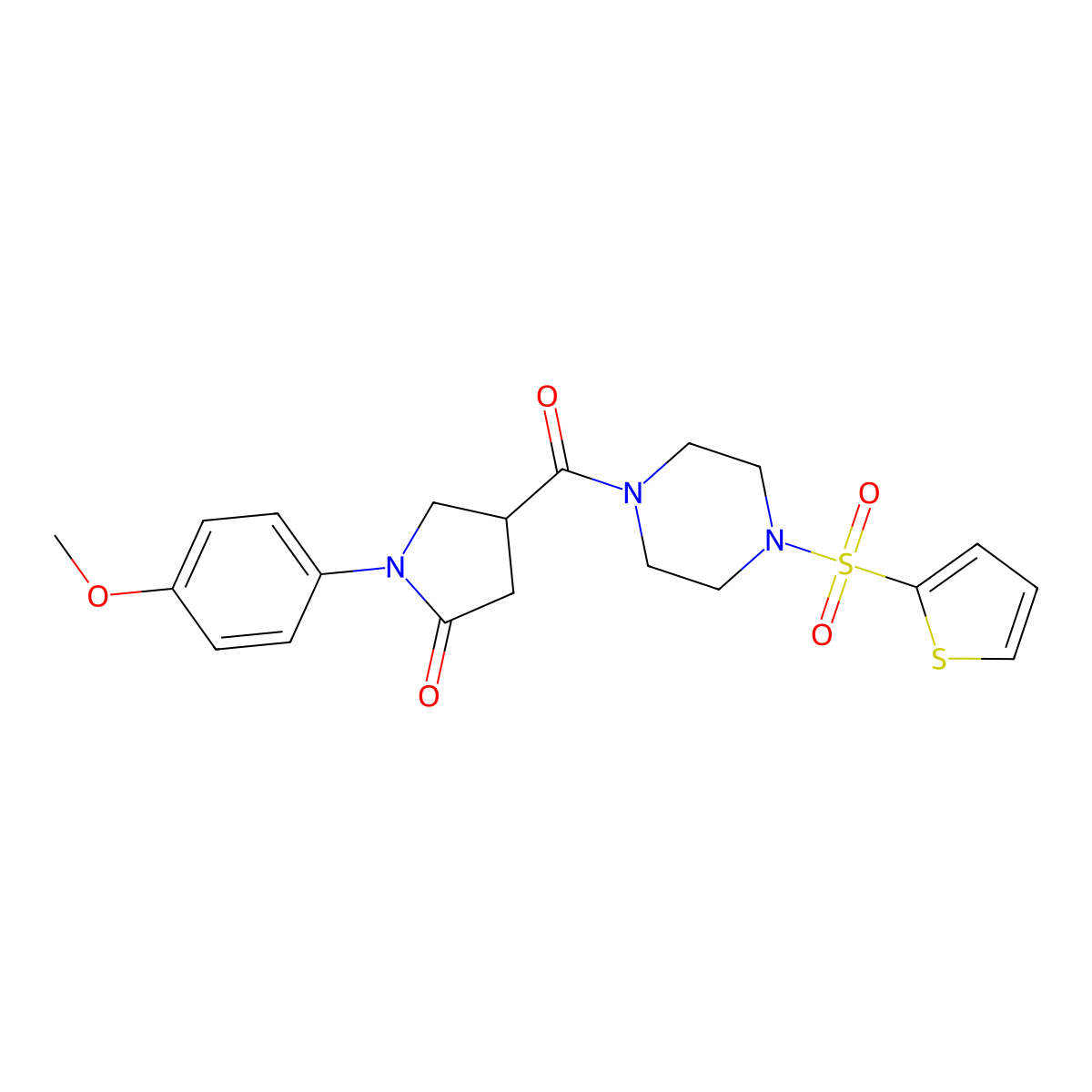 1-(4-Methoxyphenyl)-4-{[4-(thiophen-2-ylsulfonyl)piperazin-1-yl]carbonyl}pyrrolidin-2-one molecular structure, CAS 1040703-64-7
