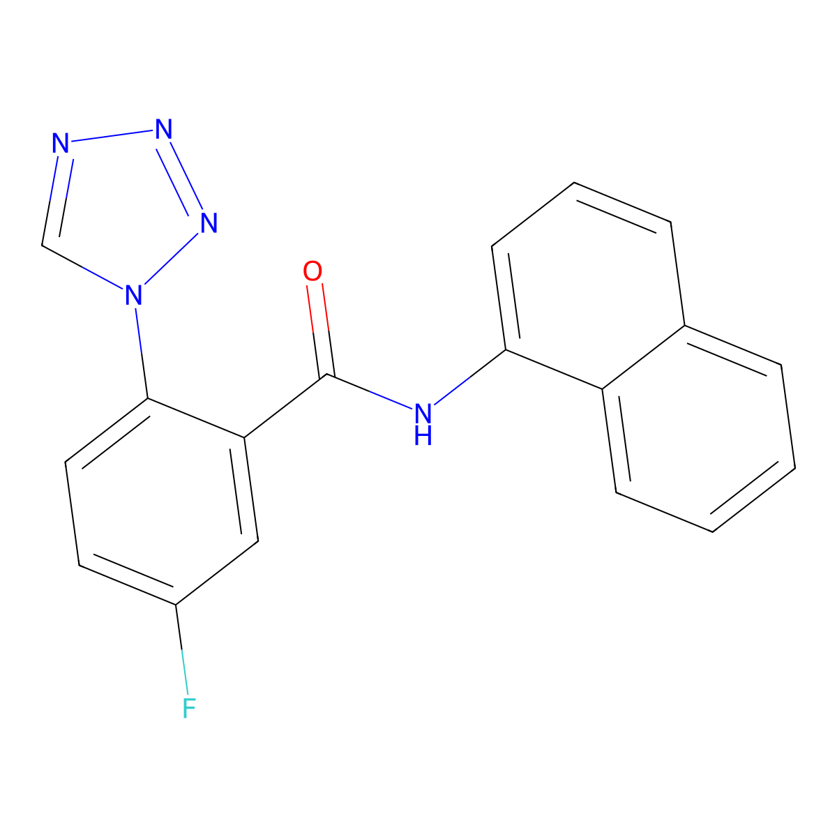 5-fluoro-N-(naphthalen-1-yl)-2-(1H-tetrazol-1-yl)benzamide molecular structure, CAS 1040703-92-1