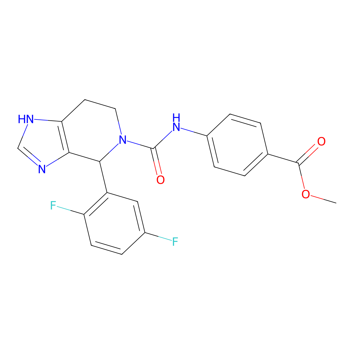 methyl 4-({[4-(2,5-difluorophenyl)-3,4,6,7-tetrahydro-5H-imidazo[4,5-c]pyridin-5-yl]carbonyl}amino)benzoate molecular structure, CAS 1040704-17-3