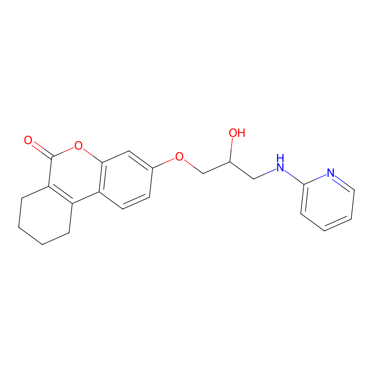 3-[2-hydroxy-3-(pyridin-2-ylamino)propoxy]-7,8,9,10-tetrahydro-6H-benzo[c]chromen-6-one molecular structure, CAS 1040704-20-8
