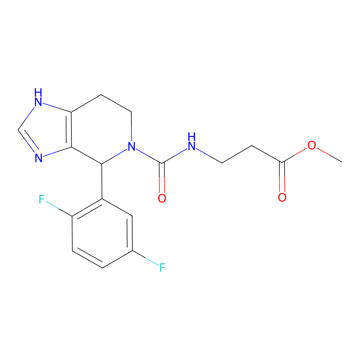 methyl 3-(4-(2,5-difluorophenyl)-4,5,6,7-tetrahydro-3H-imidazo[4,5-c]pyridine-5-carboxamido)propanoate molecular structure, CAS 1040704-39-9