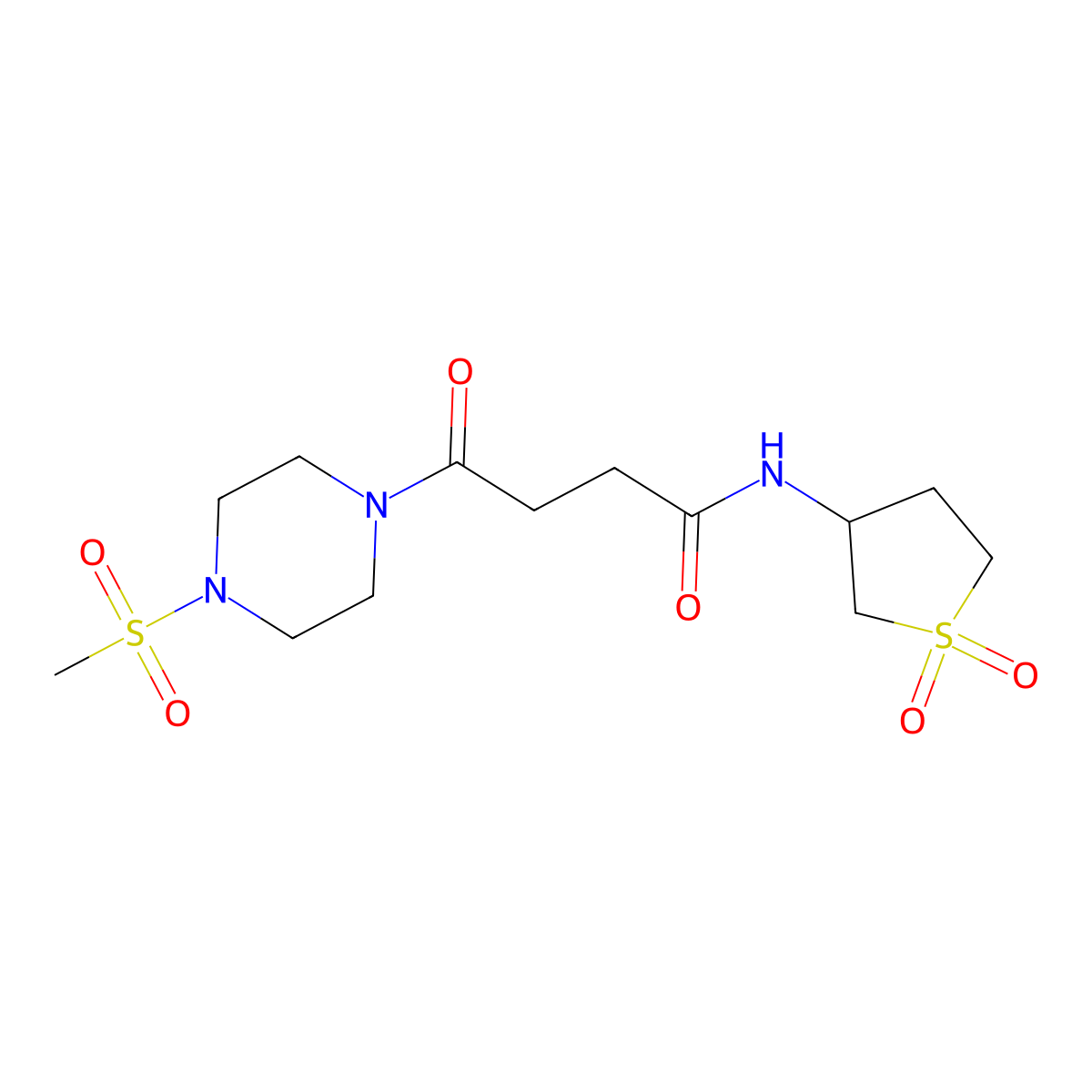 N-(1,1-dioxidotetrahydrothiophen-3-yl)-4-[4-(methylsulfonyl)piperazin-1-yl]-4-oxobutanamide molecular structure, CAS 1040704-53-7
