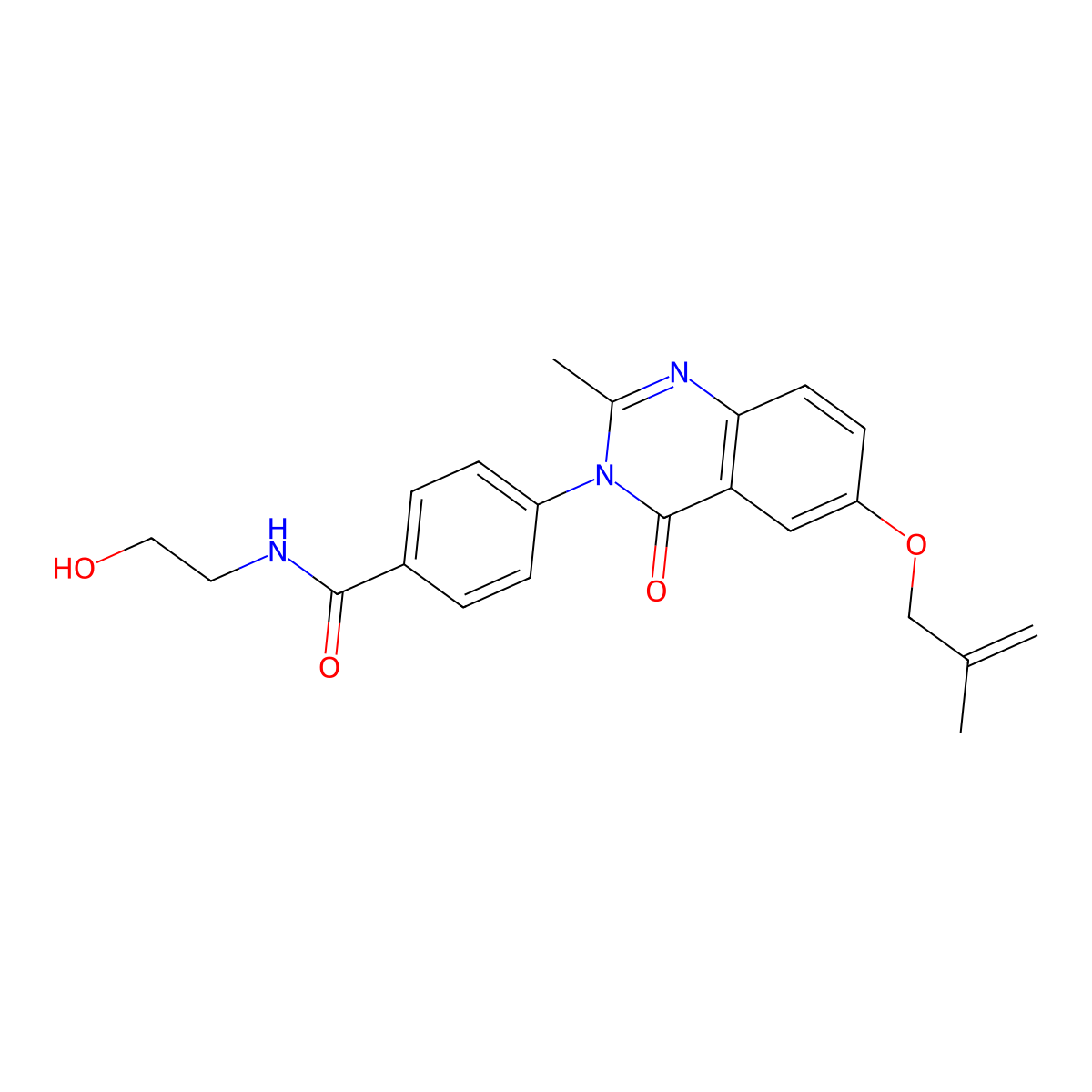 N-(2-hydroxyethyl)-4-{2-methyl-6-[(2-methylprop-2-en-1-yl)oxy]-4-oxoquinazolin-3(4H)-yl}benzamide molecular structure, CAS 1040704-54-8