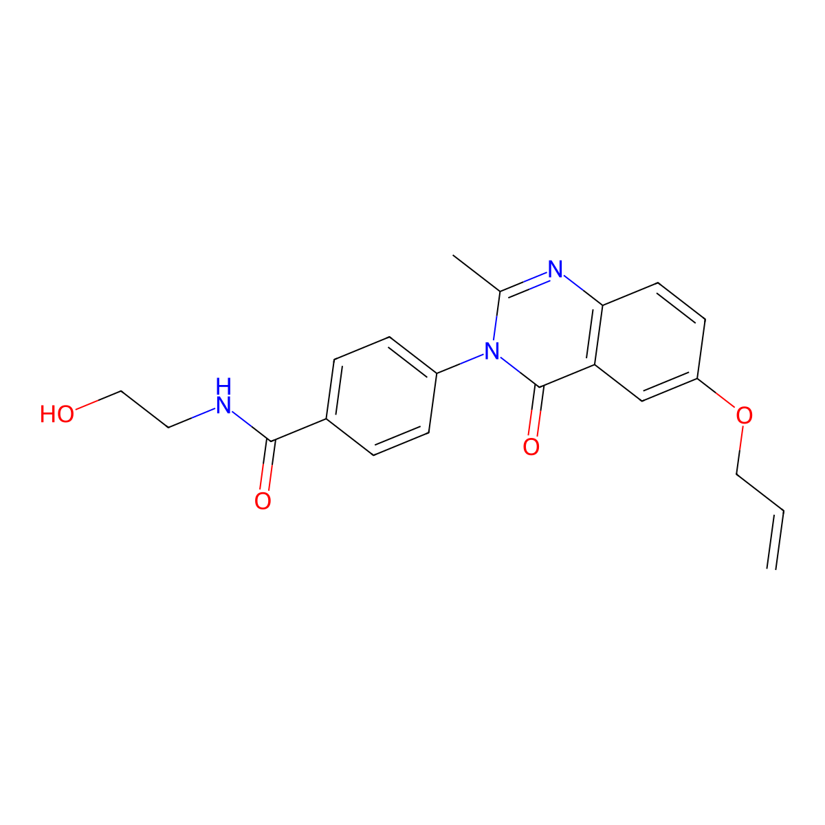 N-(2-hydroxyethyl)-4-[2-methyl-4-oxo-6-(prop-2-en-1-yloxy)quinazolin-3(4H)-yl]benzamide molecular structure, CAS 1040704-55-9