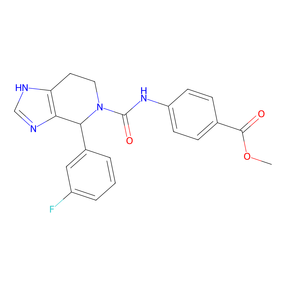 methyl 4-({[4-(3-fluorophenyl)-3,4,6,7-tetrahydro-5H-imidazo[4,5-c]pyridin-5-yl]carbonyl}amino)benzoate molecular structure, CAS 1040704-86-6