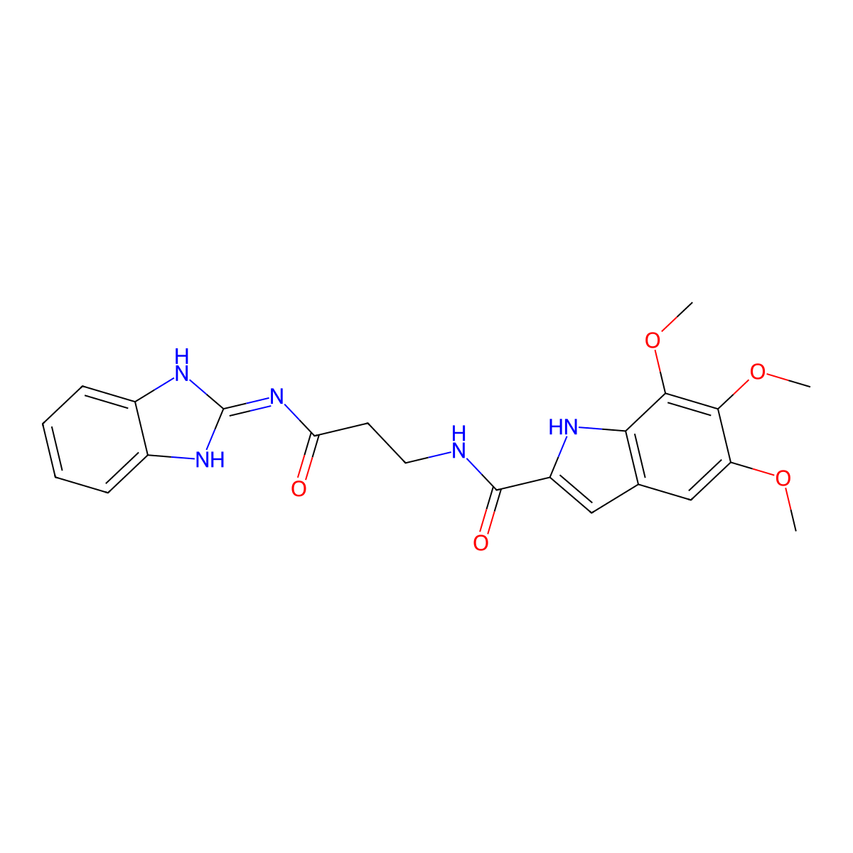 N-[3-(1,3-dihydro-2H-benzimidazol-2-ylideneamino)-3-oxopropyl]-5,6,7-trimethoxy-1H-indole-2-carboxamide molecular structure, CAS 1040704-91-3