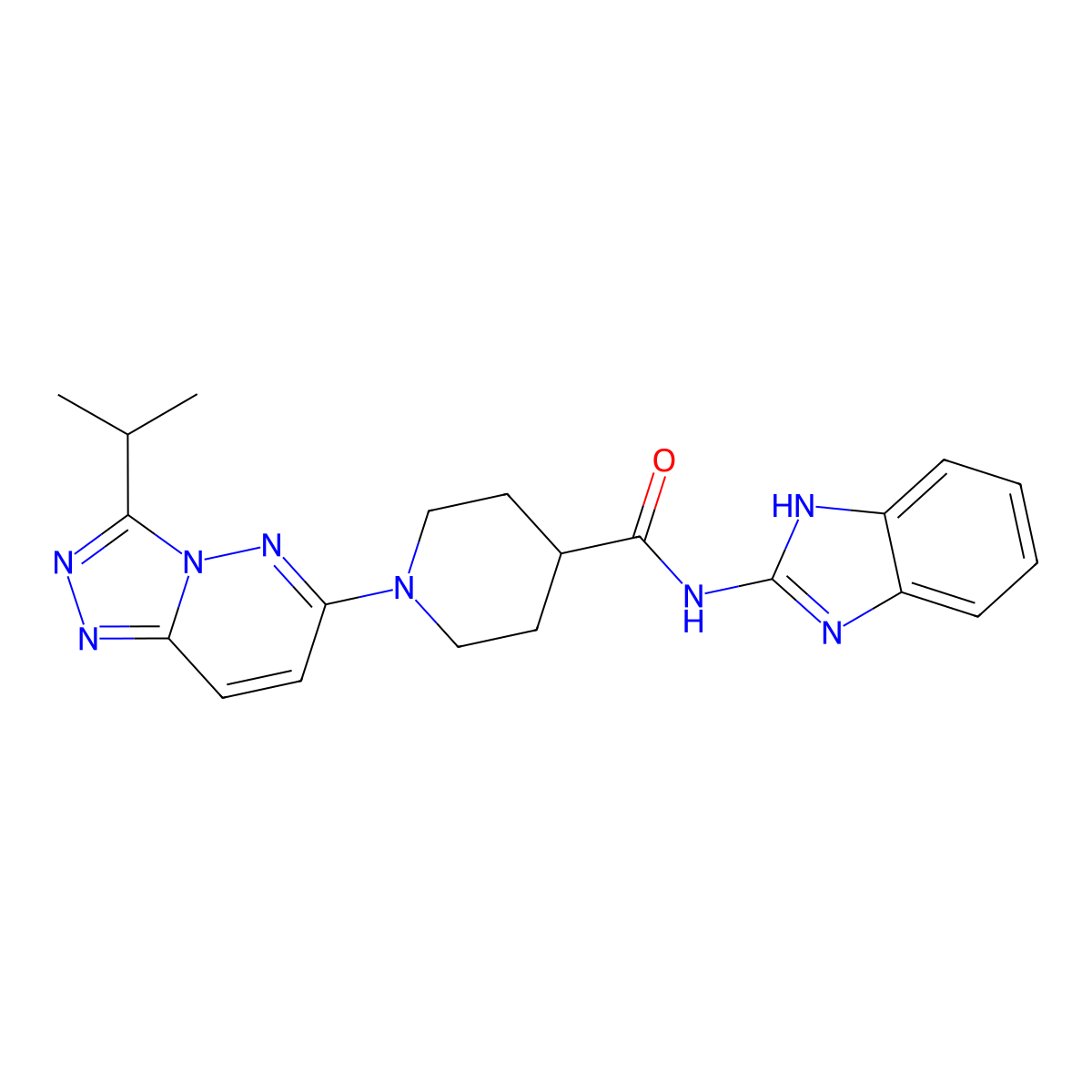 N-(1H-benzimidazol-2-yl)-1-[3-(propan-2-yl)[1,2,4]triazolo[4,3-b]pyridazin-6-yl]piperidine-4-carboxamide molecular structure, CAS 1040705-08-5