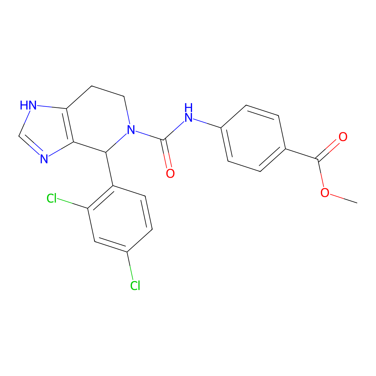 methyl 4-({[4-(2,4-dichlorophenyl)-3,4,6,7-tetrahydro-5H-imidazo[4,5-c]pyridin-5-yl]carbonyl}amino)benzoate molecular structure, CAS 1040705-19-8