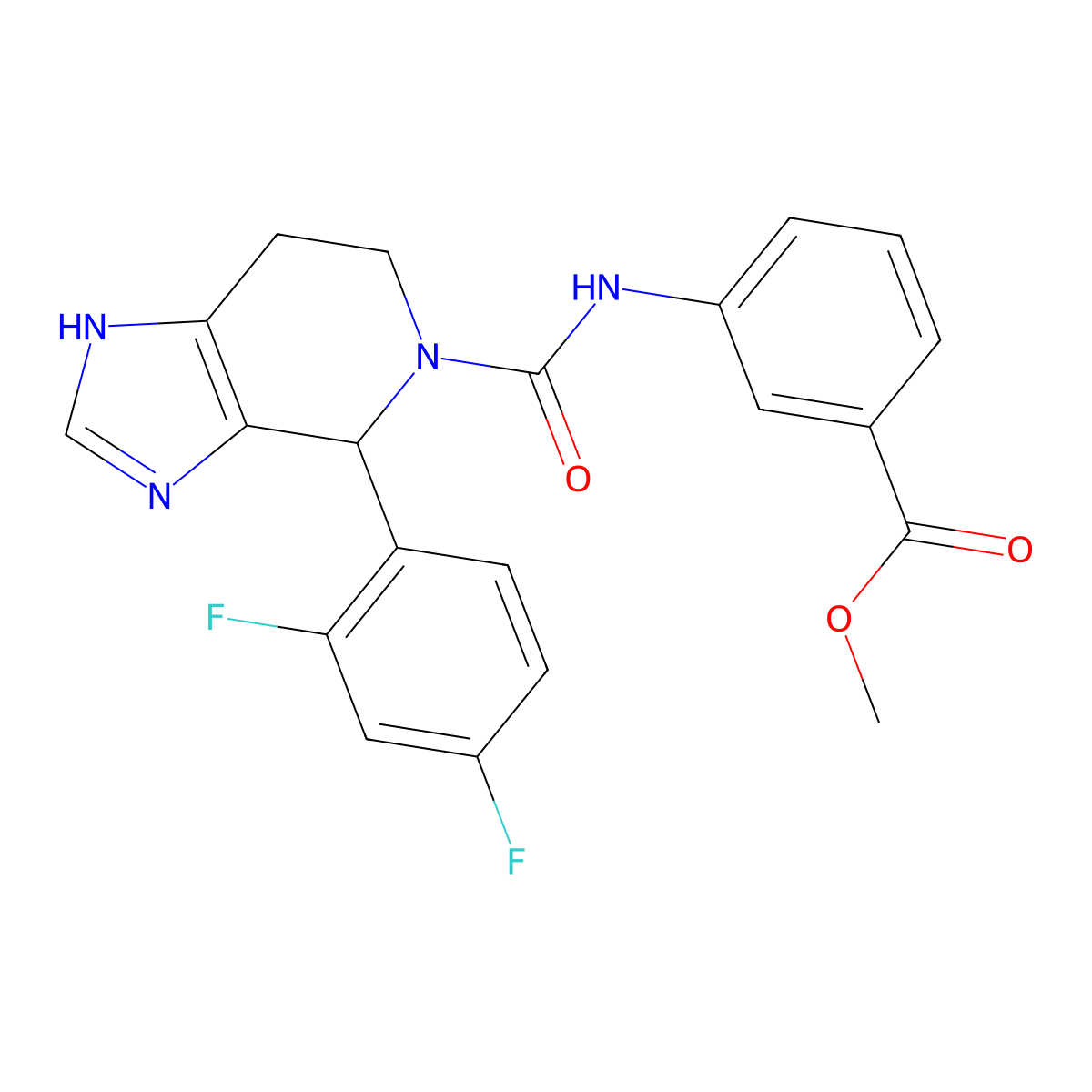 methyl 3-({[4-(2,4-difluorophenyl)-3,4,6,7-tetrahydro-5H-imidazo[4,5-c]pyridin-5-yl]carbonyl}amino)benzoate molecular structure, CAS 1040705-21-2