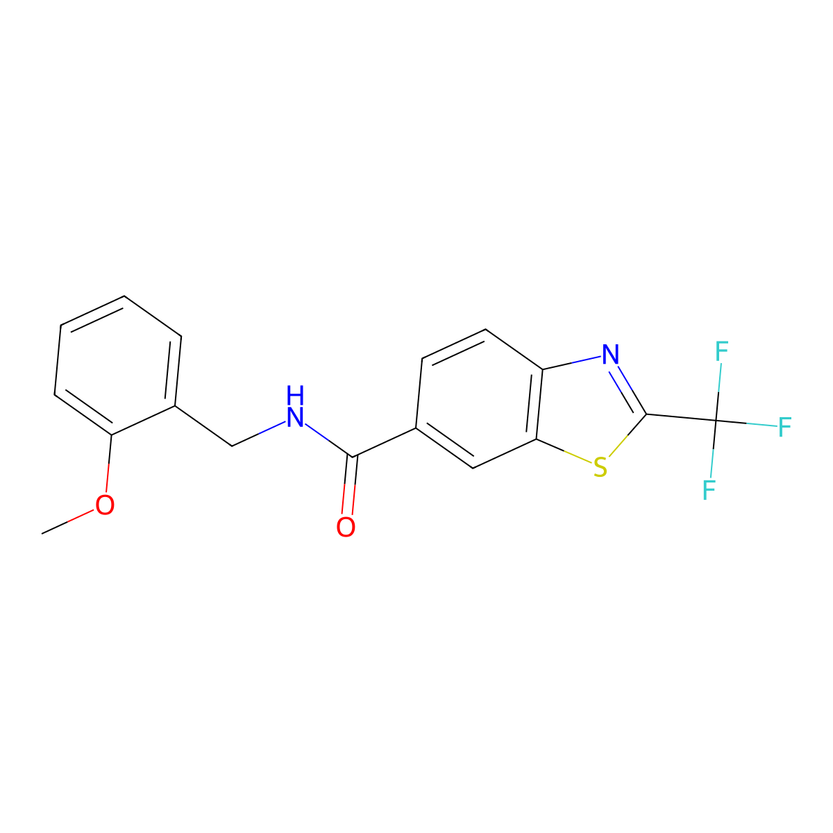 N-(2-methoxybenzyl)-2-(trifluoromethyl)-1,3-benzothiazole-6-carboxamide molecular structure, CAS 1040705-24-5