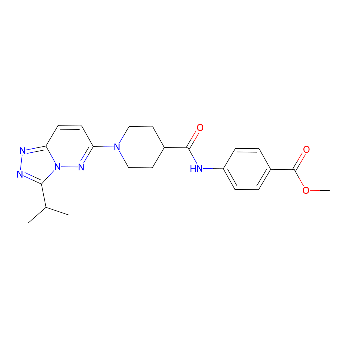 Methyl 4-[({1-[3-(propan-2-yl)[1,2,4]triazolo[4,3-b]pyridazin-6-yl]piperidin-4-yl}carbonyl)amino]benzoate molecular structure, CAS 1040705-68-7