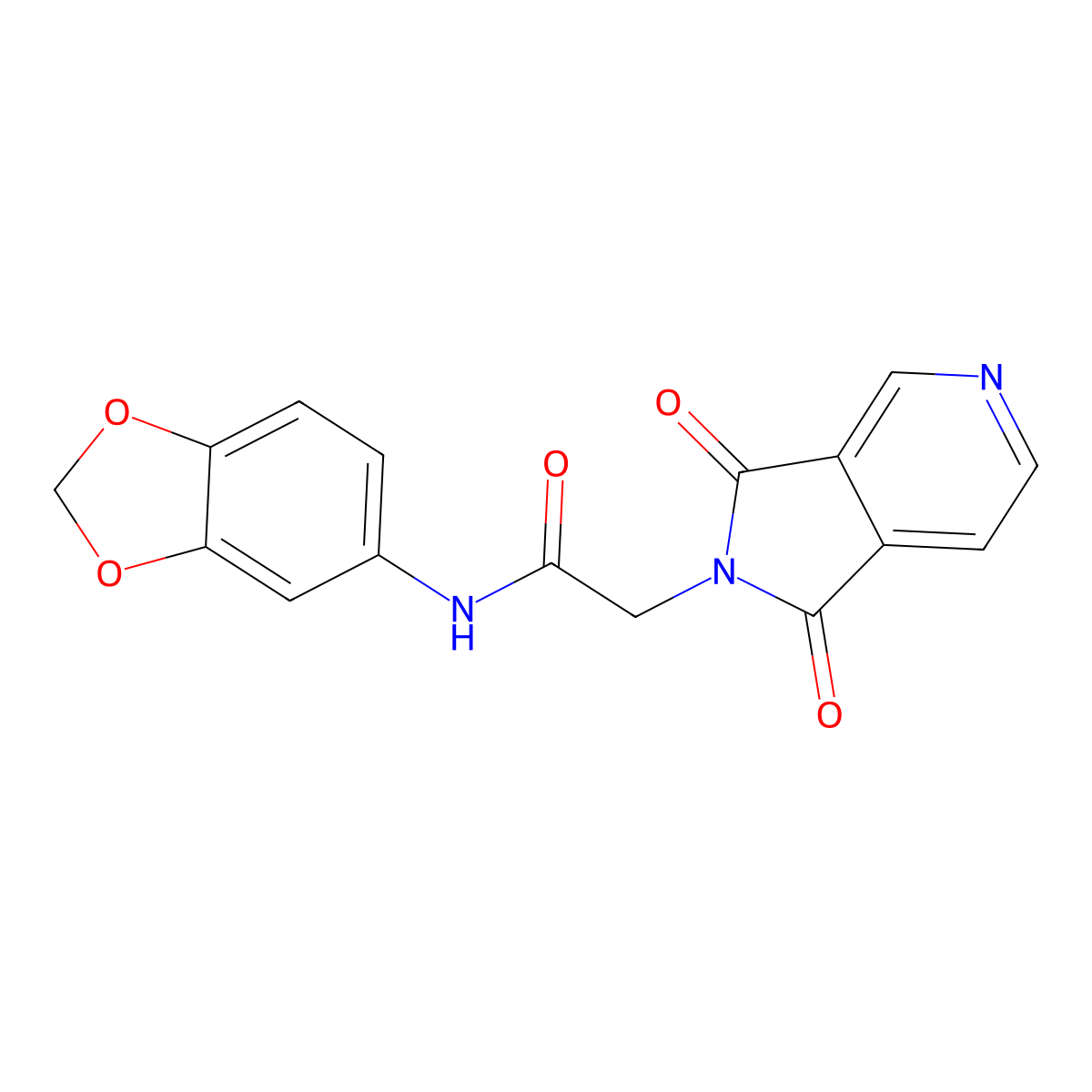 N-(1,3-benzodioxol-5-yl)-2-(1,3-dioxo-1,3-dihydro-2H-pyrrolo[3,4-c]pyridin-2-yl)acetamide molecular structure, CAS 1040705-78-9