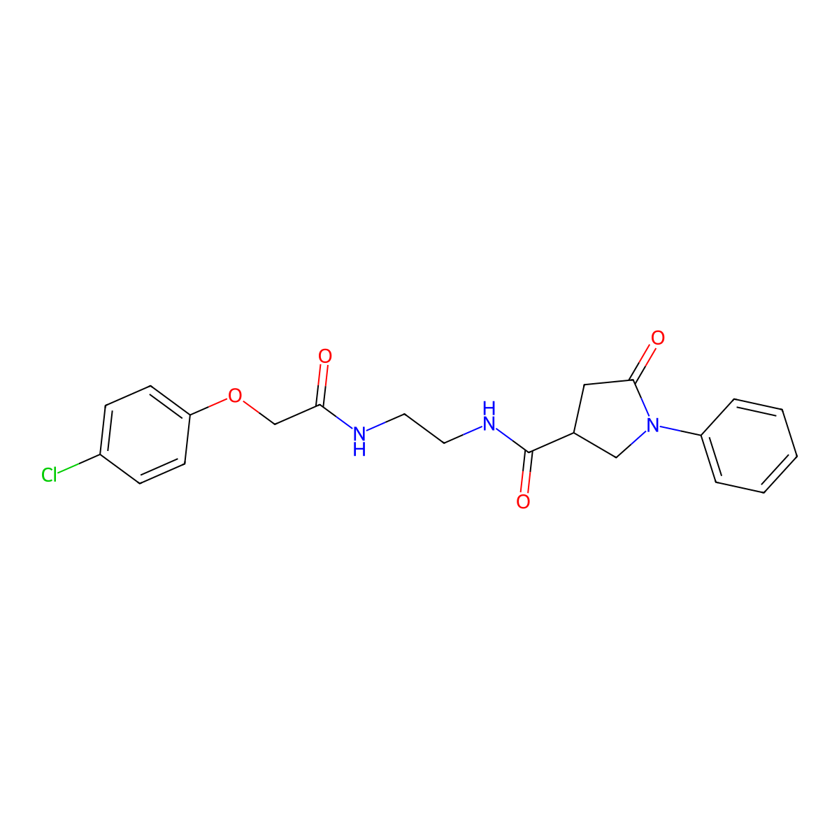 N-(2-{[(4-chlorophenoxy)acetyl]amino}ethyl)-5-oxo-1-phenylpyrrolidine-3-carboxamide molecular structure, CAS 1040706-00-0
