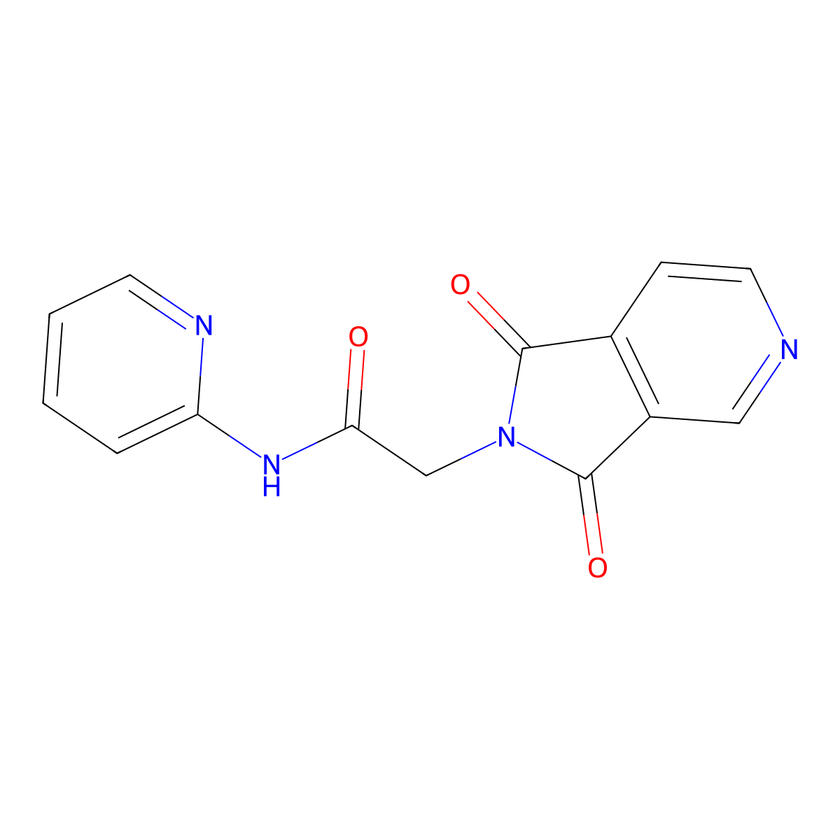 2-(1,3-dioxo-1,3-dihydro-2H-pyrrolo[3,4-c]pyridin-2-yl)-N-(pyridin-2-yl)acetamide molecular structure, CAS 1040706-38-4