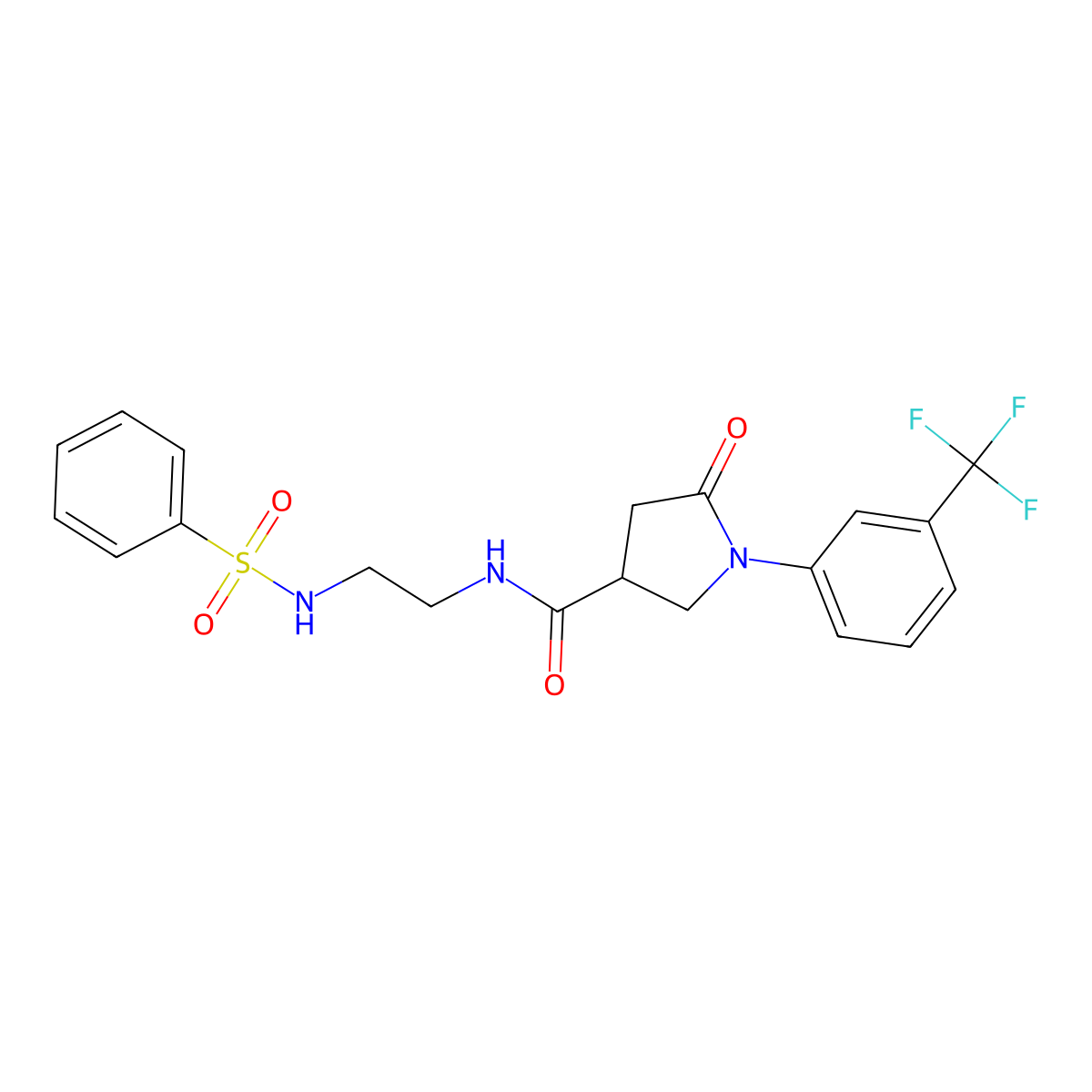 5-oxo-N-{2-[(phenylsulfonyl)amino]ethyl}-1-[3-(trifluoromethyl)phenyl]pyrrolidine-3-carboxamide molecular structure, CAS 1040706-40-8