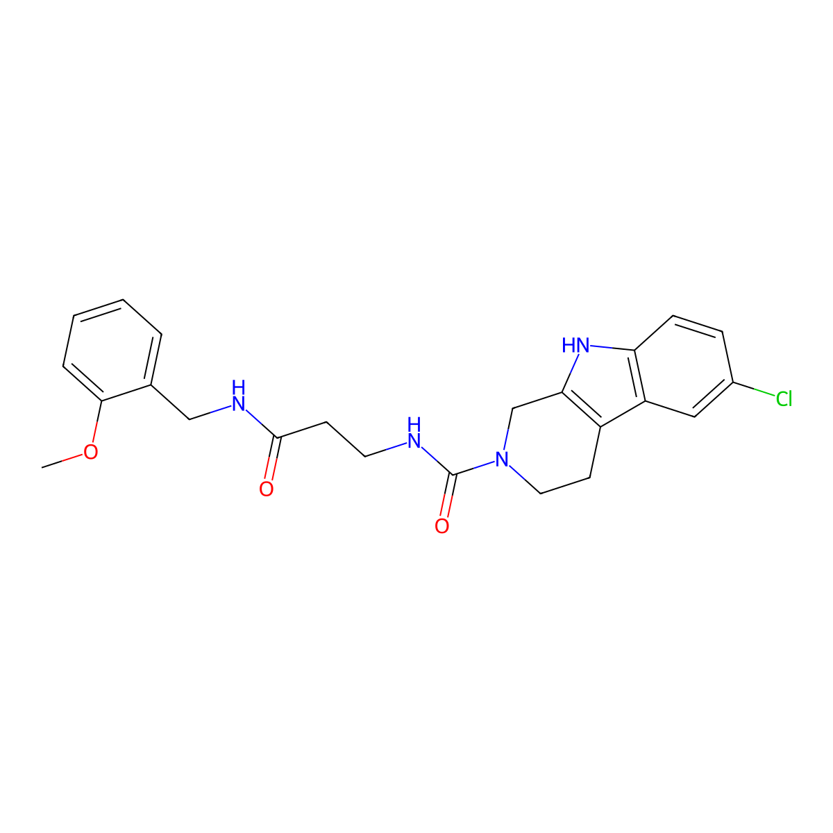 6-chloro-N-{3-[(2-methoxybenzyl)amino]-3-oxopropyl}-1,3,4,9-tetrahydro-2H-beta-carboline-2-carboxamide molecular structure, CAS 1040706-48-6