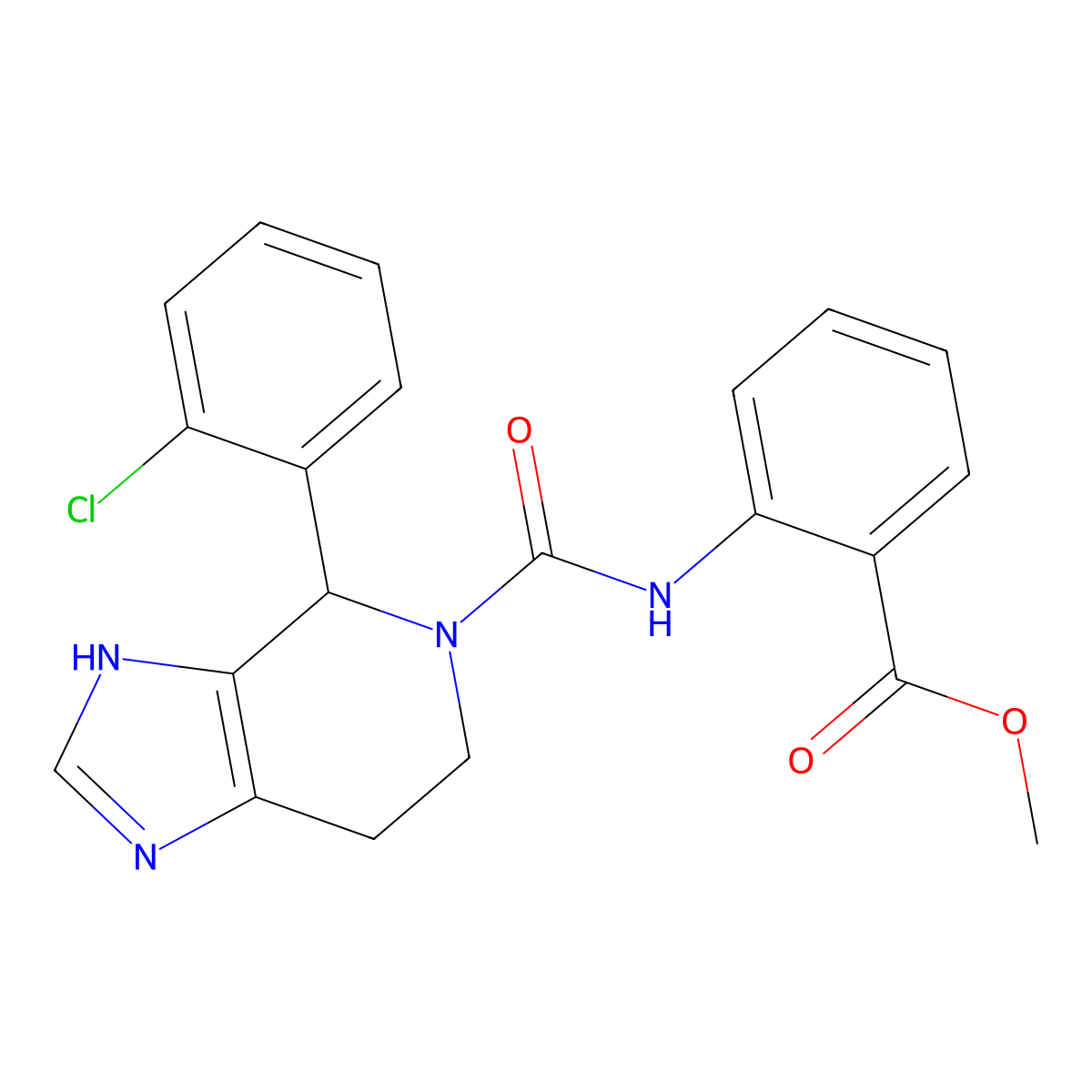 methyl 2-({[4-(2-chlorophenyl)-3,4,6,7-tetrahydro-5H-imidazo[4,5-c]pyridin-5-yl]carbonyl}amino)benzoate molecular structure, CAS 1040706-69-1