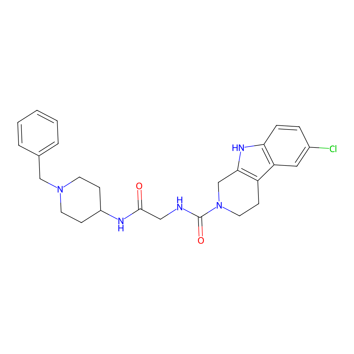 N-{2-[(1-benzylpiperidin-4-yl)amino]-2-oxoethyl}-6-chloro-1,3,4,9-tetrahydro-2H-beta-carboline-2-carboxamide molecular structure, CAS 1040706-73-7