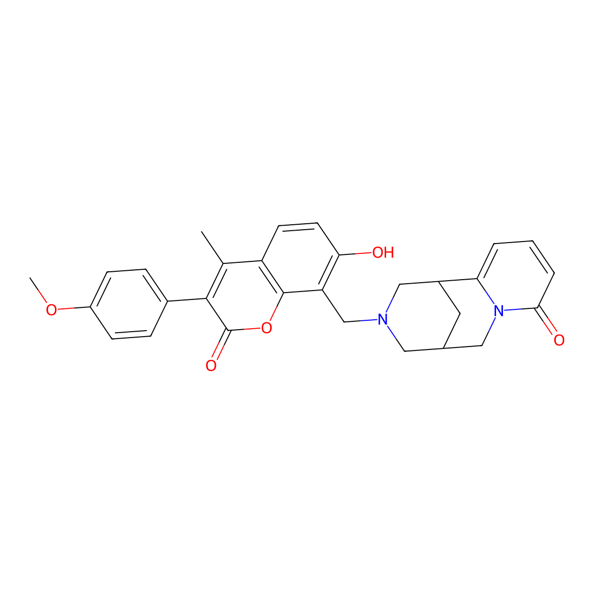 11-{[7-hydroxy-3-(4-methoxyphenyl)-4-methyl-2-oxo-2H-chromen-8-yl]methyl}-7,11-diazatricyclo[7.3.1.0^{2,7}]trideca-2,4-dien-6-one molecular structure, CAS 1040706-81-7