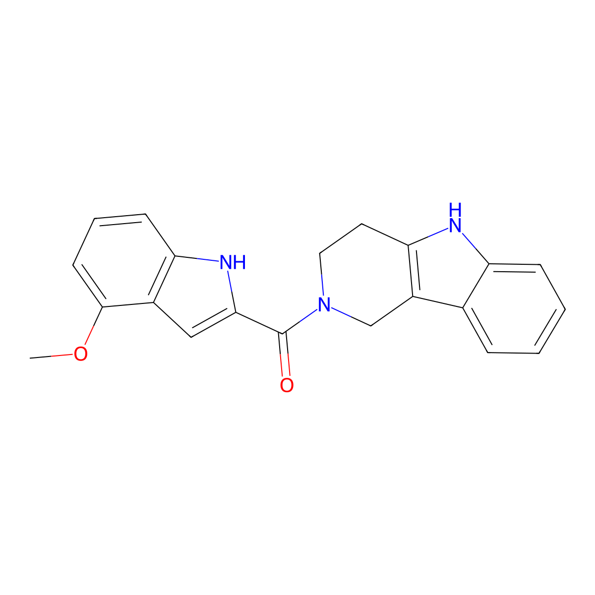 (4-methoxy-1H-indol-2-yl)(1,3,4,5-tetrahydro-2H-pyrido[4,3-b]indol-2-yl)methanone molecular structure, CAS 1040706-91-9