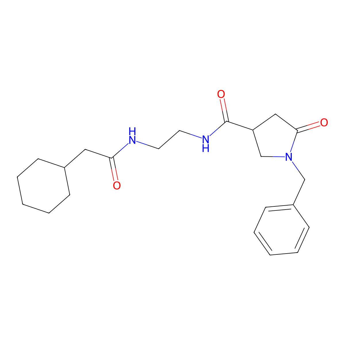 1-benzyl-N-{2-[(cyclohexylacetyl)amino]ethyl}-5-oxopyrrolidine-3-carboxamide molecular structure, CAS 1040707-06-9